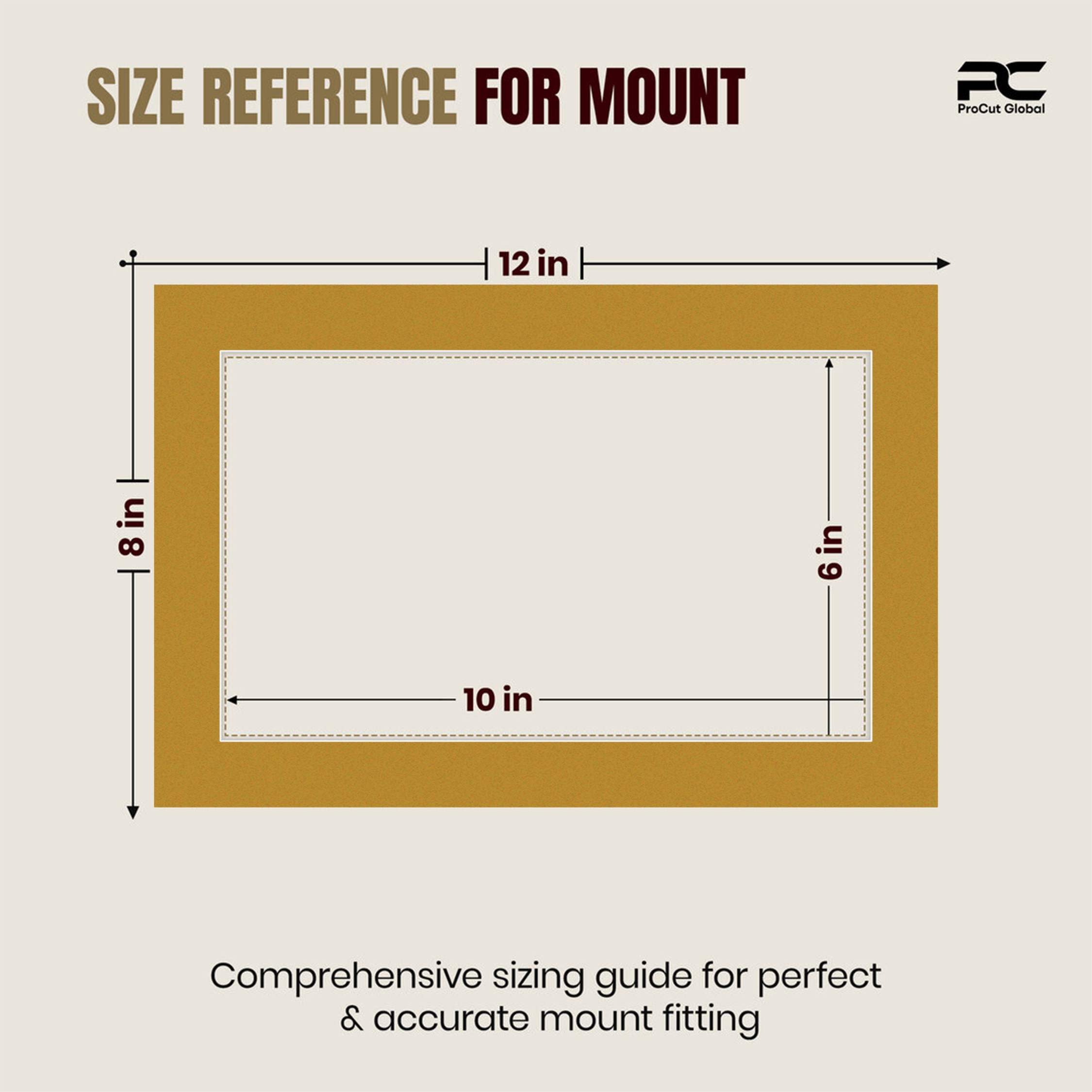 Antique Gold 12x8" Picture Mount With 10x6" Aperture | Acid-Free Mat Board For Photos & Artwork thumbnail 2