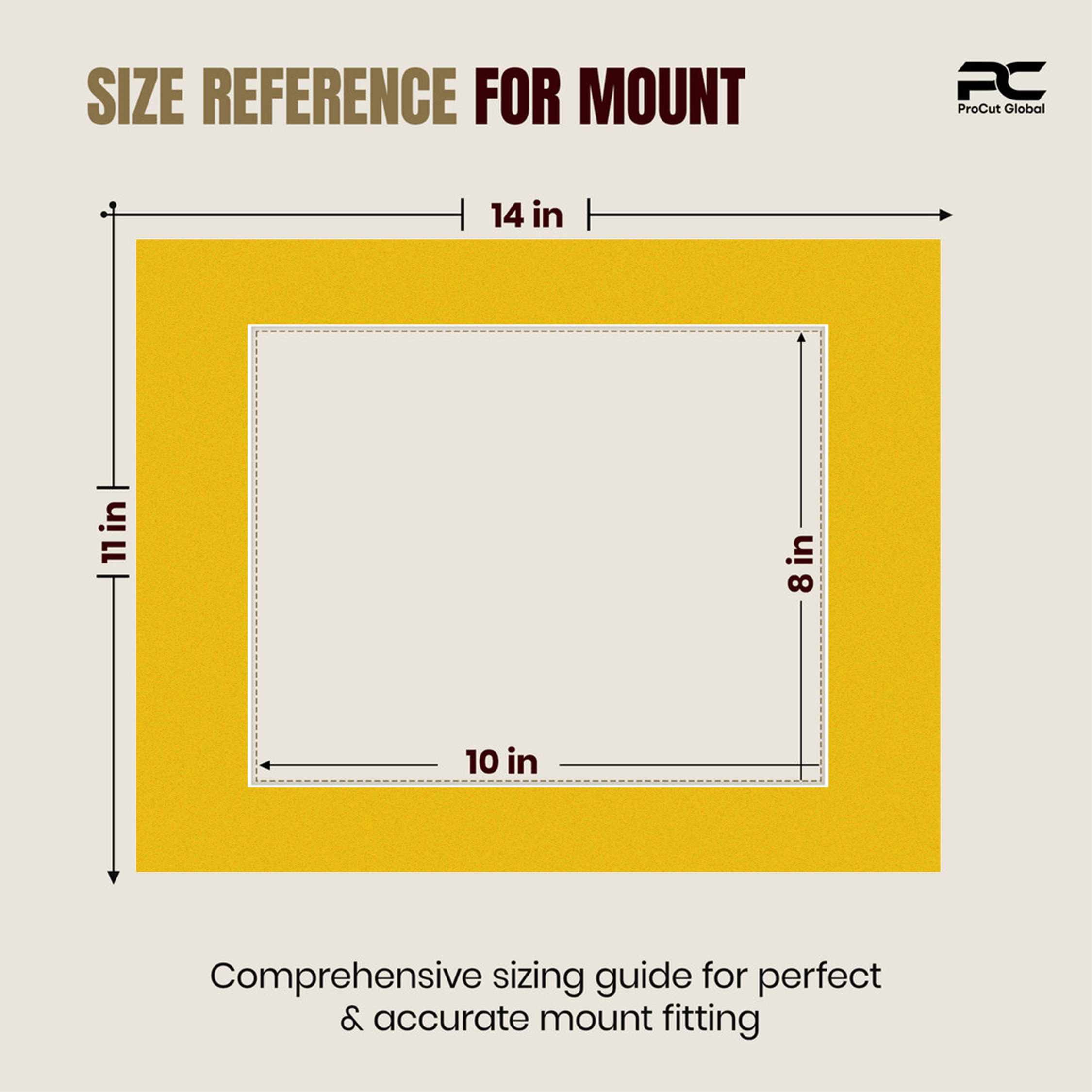 Bright Yellow 14x11" Picture Mount With 10x8" Aperture | Acid-Free Mat Board For Picture Frames thumbnail 2