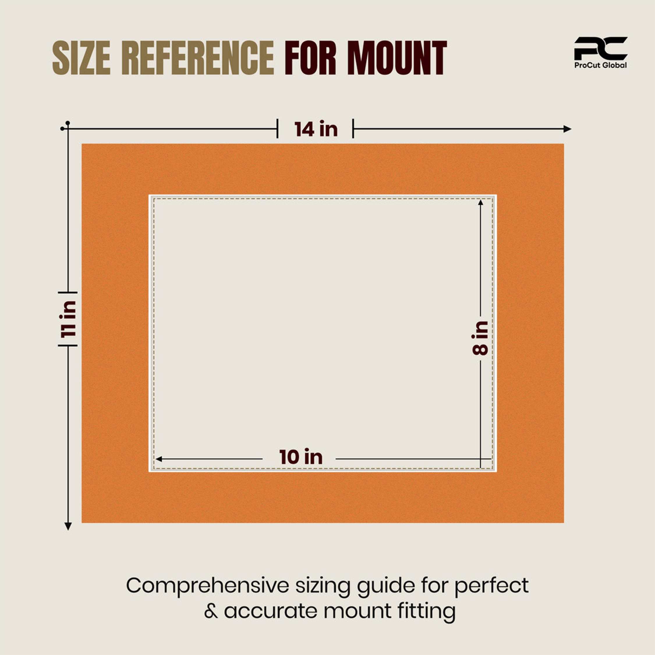 Burnt Orange 14x11" Picture Mount With 10x8" Aperture | Acid-Free Picture Mount Board thumbnail 2