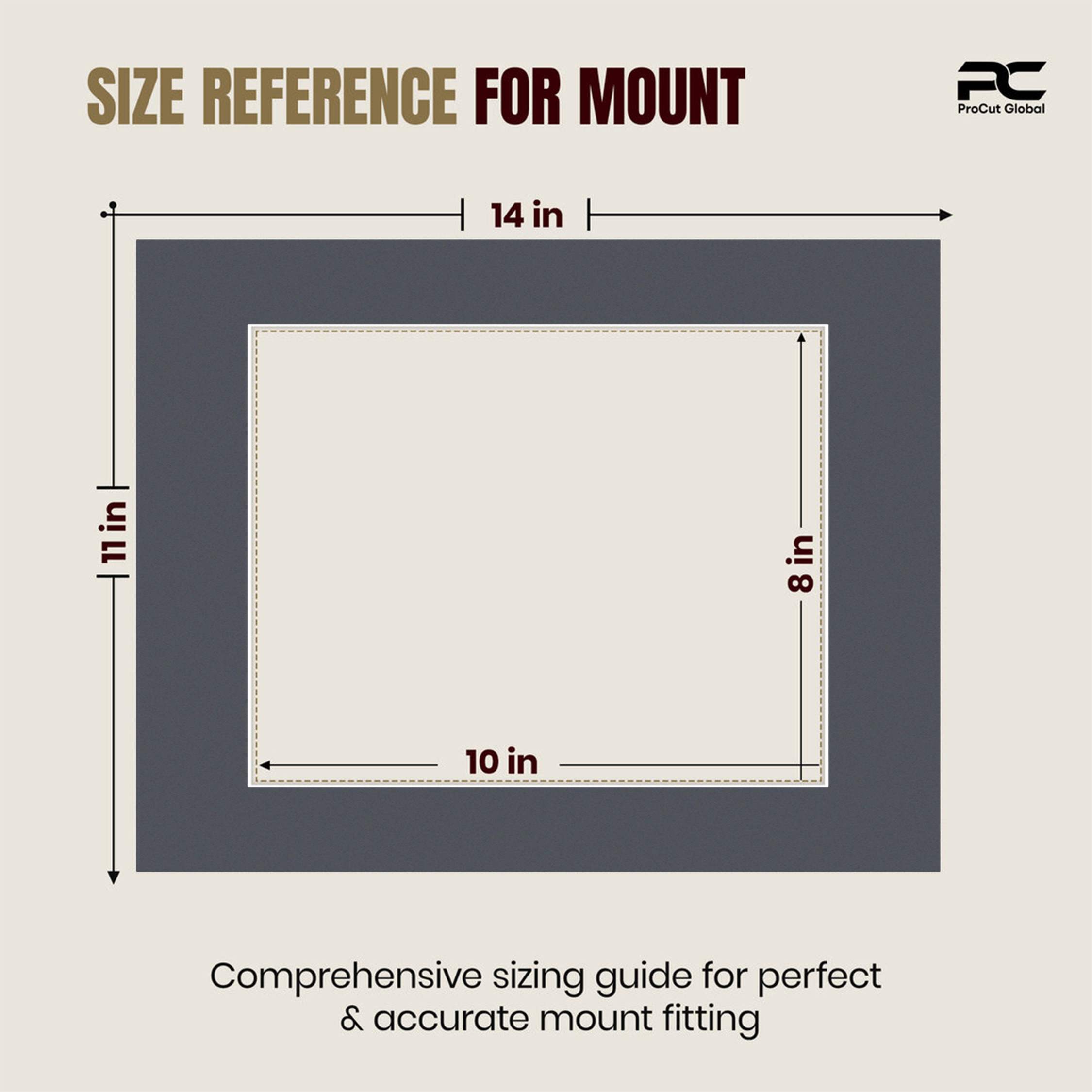 Charcoal Grey 14x11" Picture Mount With 10x8" Aperture | Acid-Free Mat Board For Picture Frames thumbnail 2