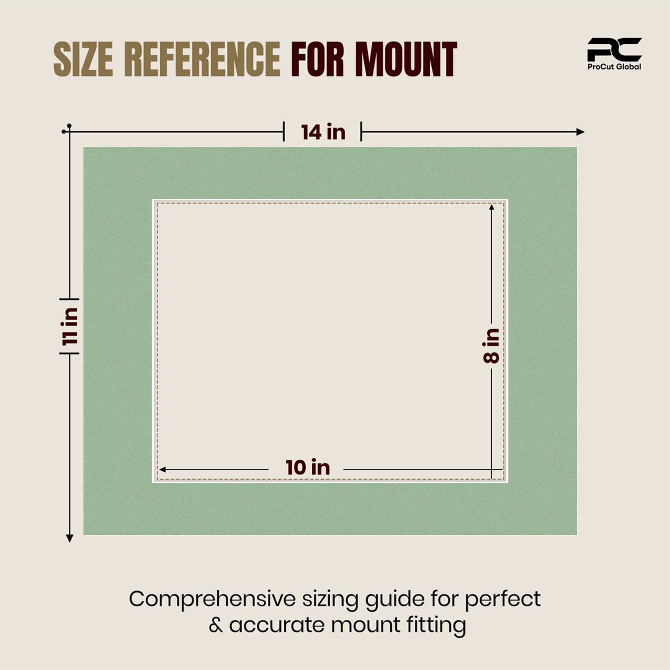 Sage Green 14x11" Picture Mount With 10x8" Aperture | Acid-Free Picture Mount Board thumbnail 2