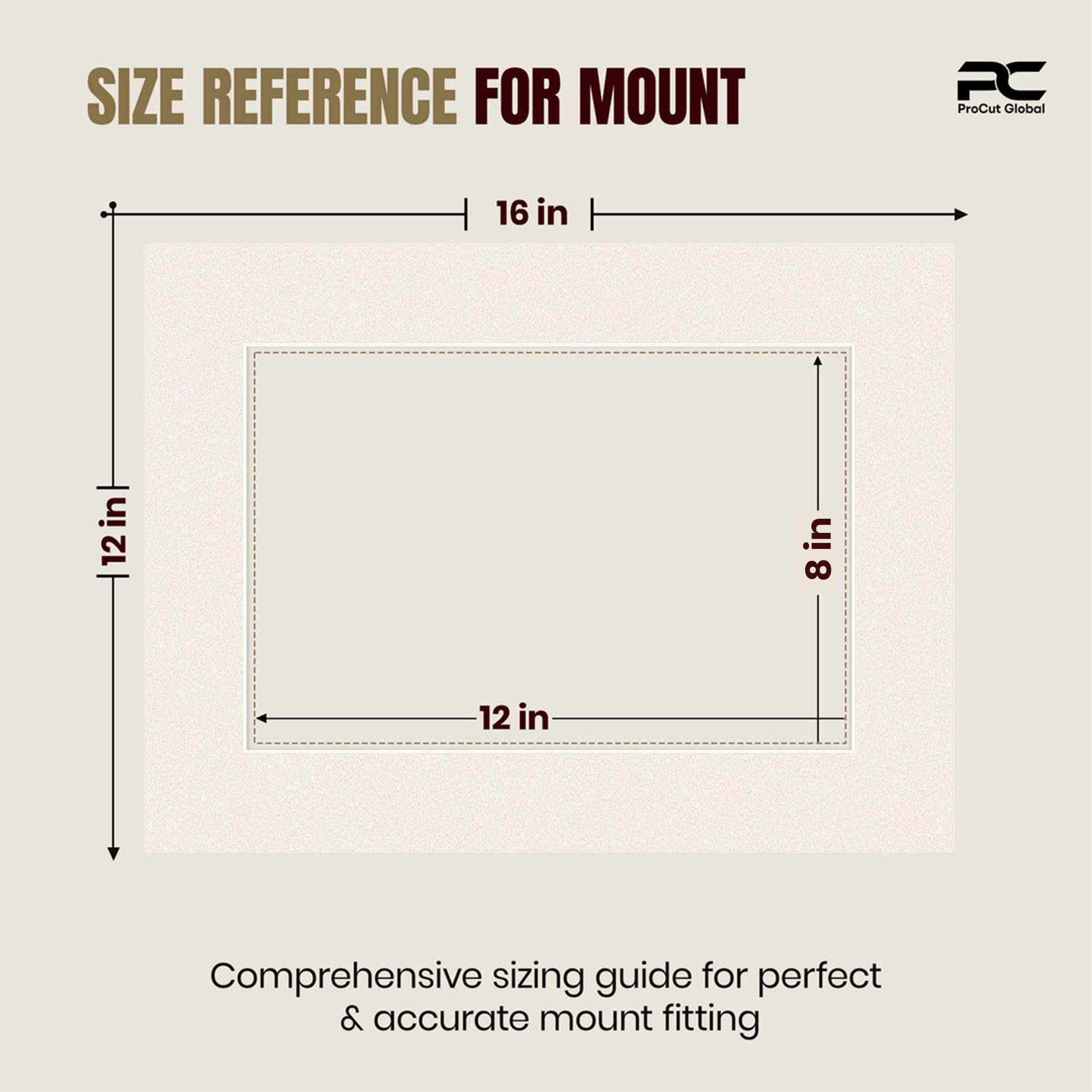 Antique White 16x12" Picture Mount With 12x8" Aperture | Acid-Free Mat Board For Photos & Artwork thumbnail 2