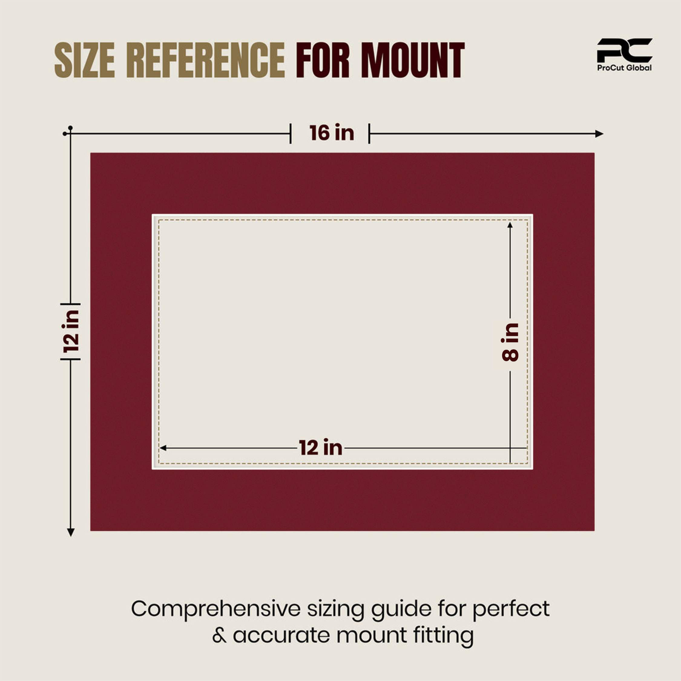 Burgundy 16x12" Picture Mount With 12x8" Aperture | Acid-Free Mat Board For Picture Frames thumbnail 2