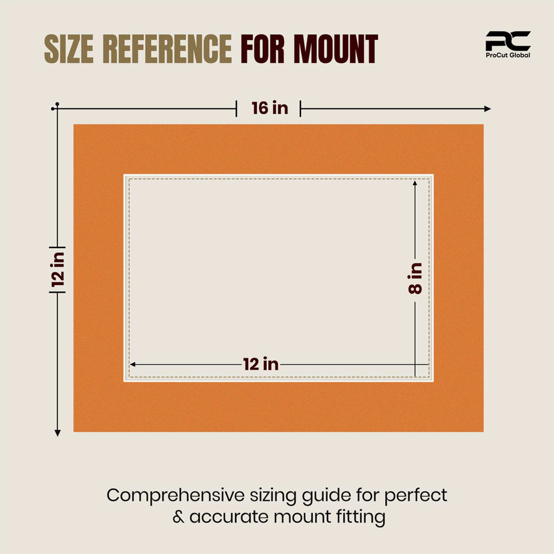 Burnt Orange 16x12" Picture Mount With 12x8" Aperture | Acid-Free Mat Board For Picture Frames thumbnail 2