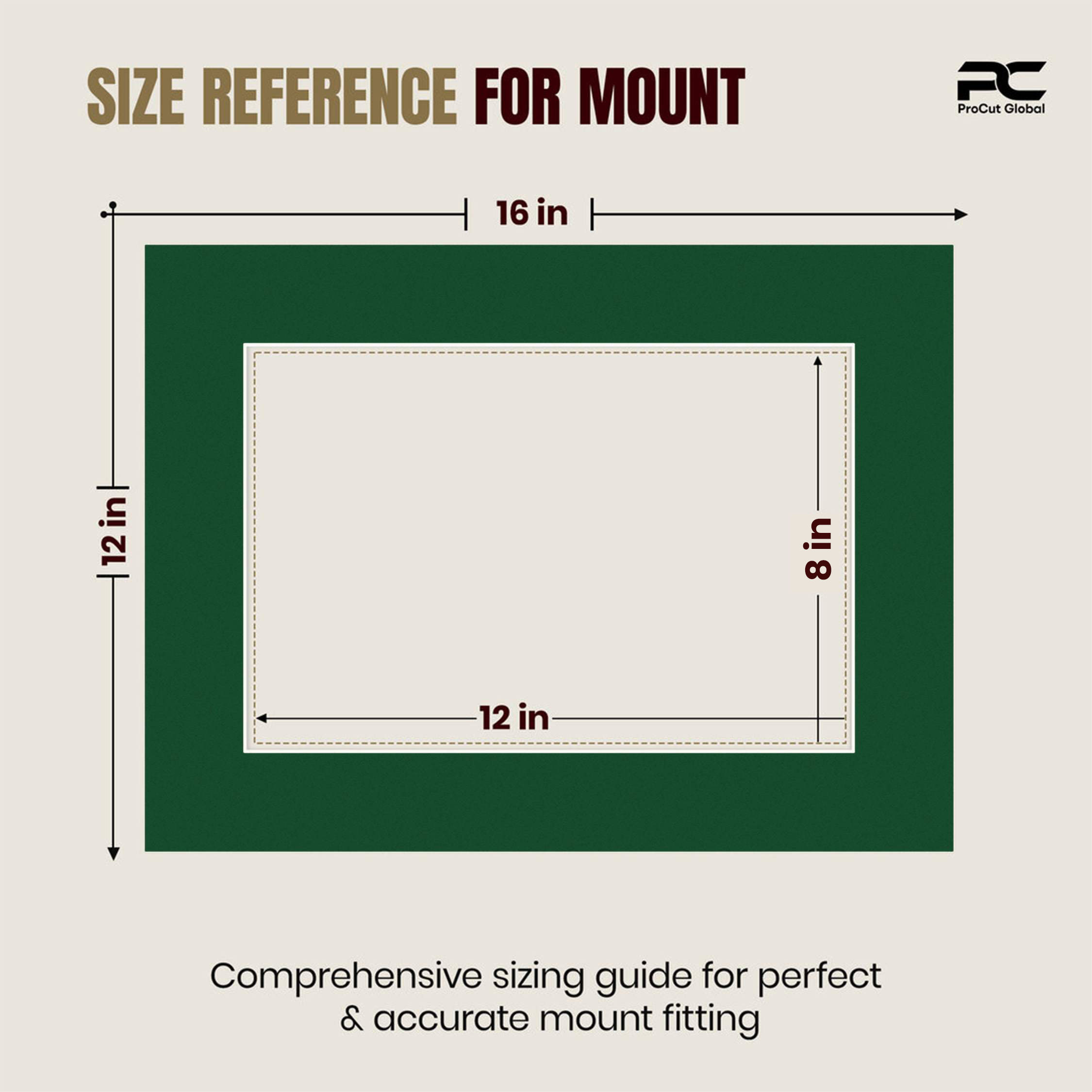 Forest Green 16x12" Picture Mount With 12x8" Aperture | Acid-Free Mat Board For Photos & Artwork thumbnail 2