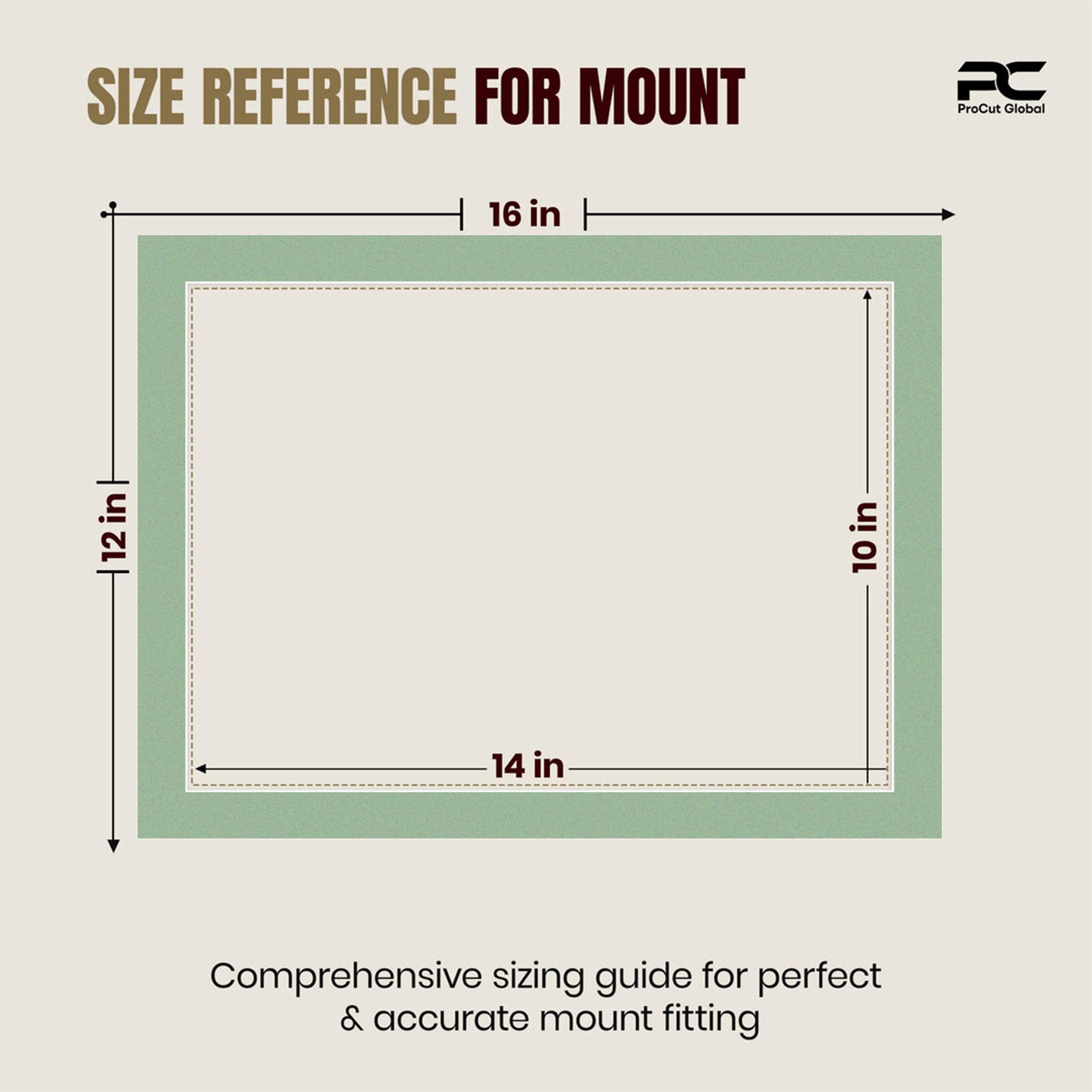 Sage Green 16x12" Picture Mount With 14x10" Aperture | Acid-Free Mat Board For Photos & Artwork thumbnail 2