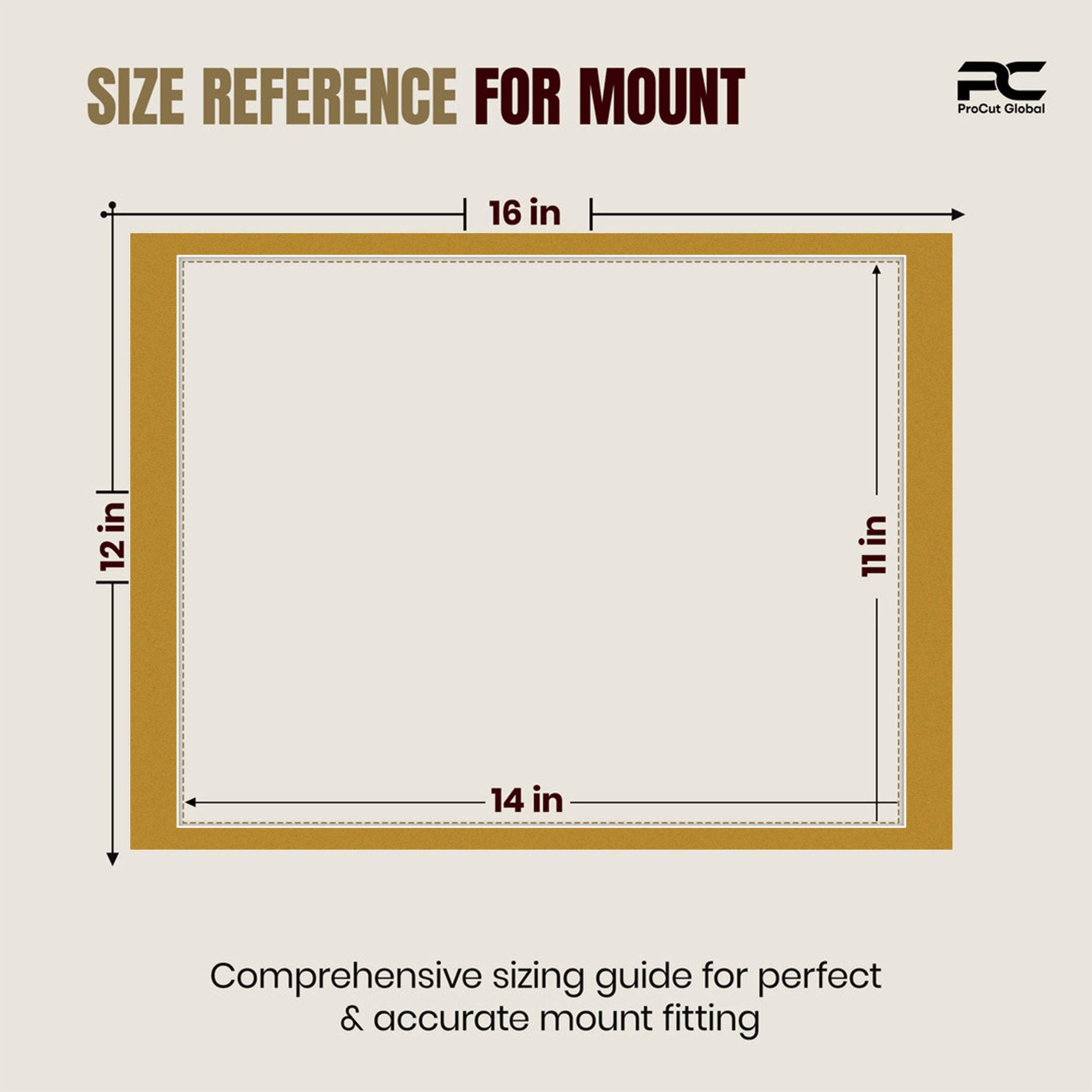 Antique Gold 16x12" Picture Mount With 14x11" Aperture | Acid-Free Picture Mount Board thumbnail 2