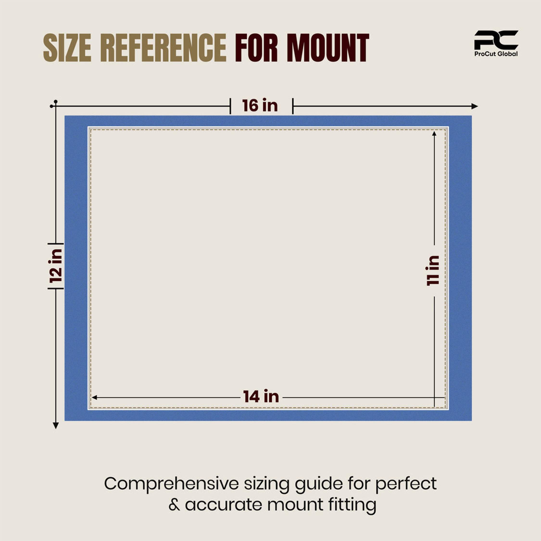 Pacific Blue 16x12" Picture Mount With 14x11" Aperture | Acid-Free Mat Board For Photos & Artwork thumbnail 2