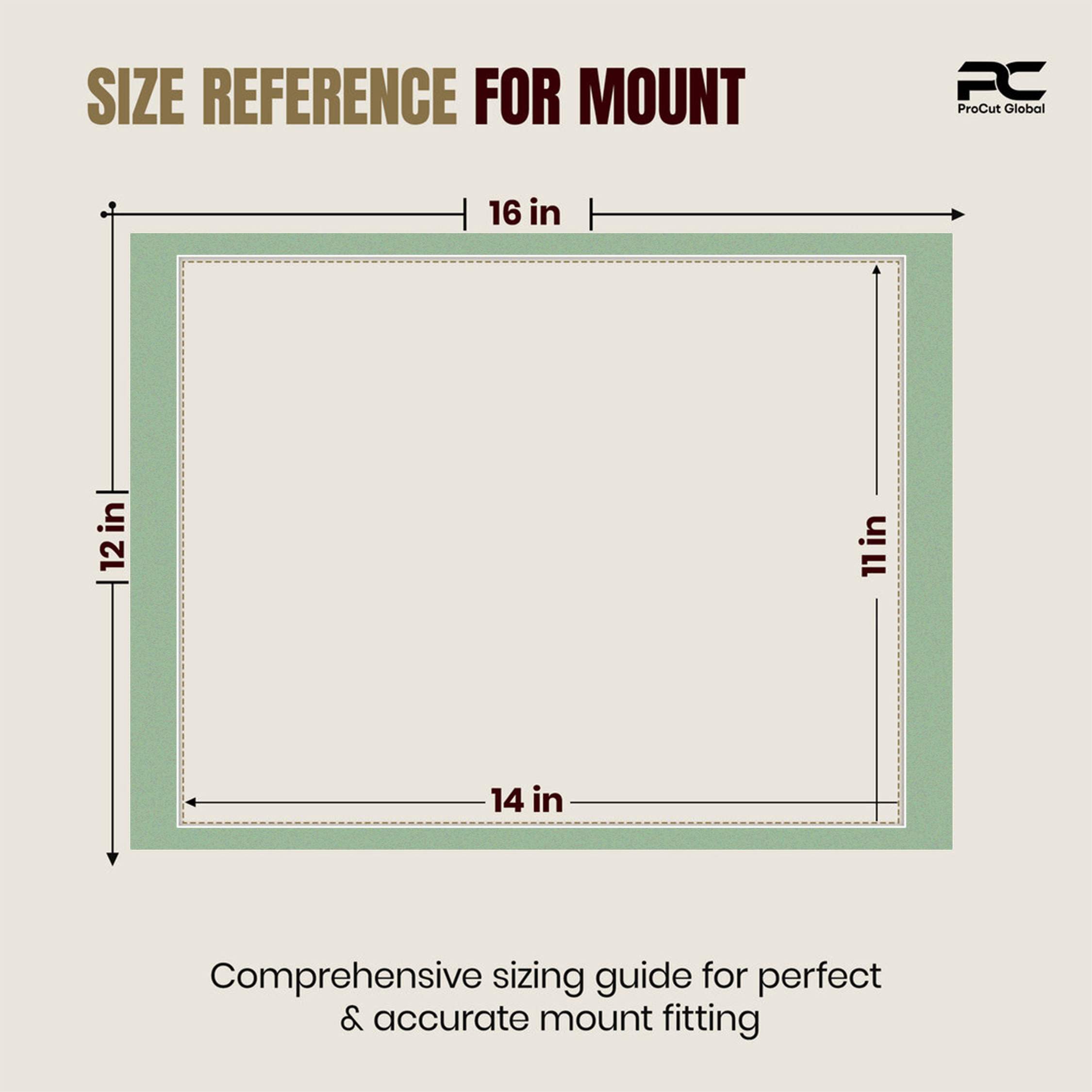 Sage Green 16x12" Picture Mount With 14x11" Aperture | Acid-Free Mat Board For Picture Frames thumbnail 2