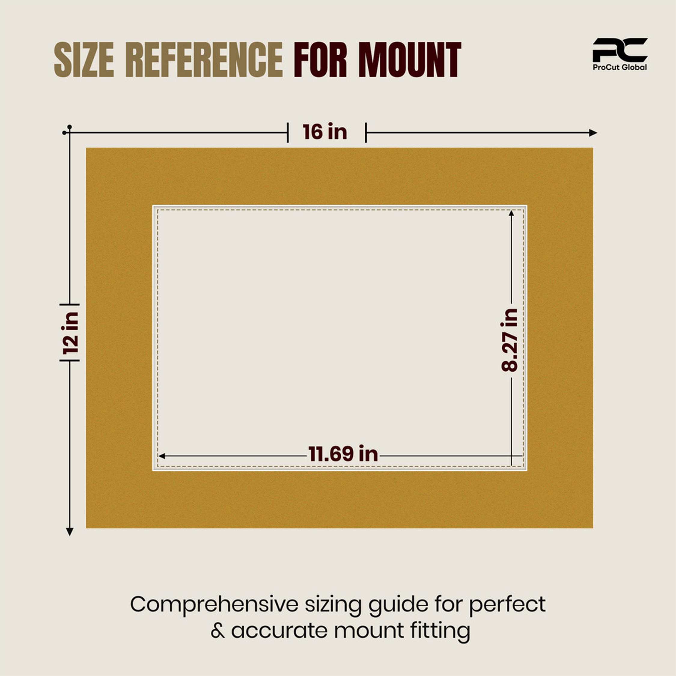 Antique Gold 16x12" Picture Mount With A4 Aperture | Acid-Free Picture Mount Board thumbnail 2