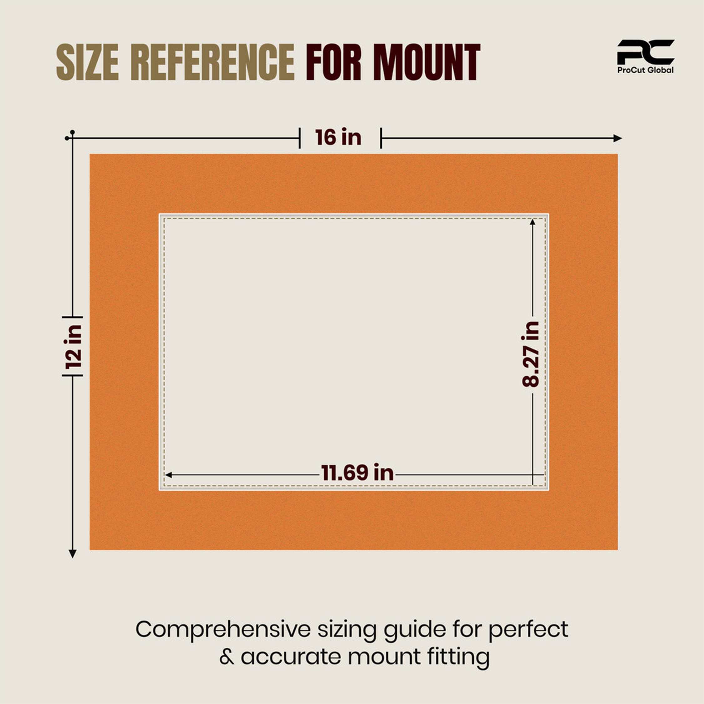 Burnt Orange 16x12" Picture Mount With A4 Aperture | Acid-Free Mat Board For Picture Frames thumbnail 2