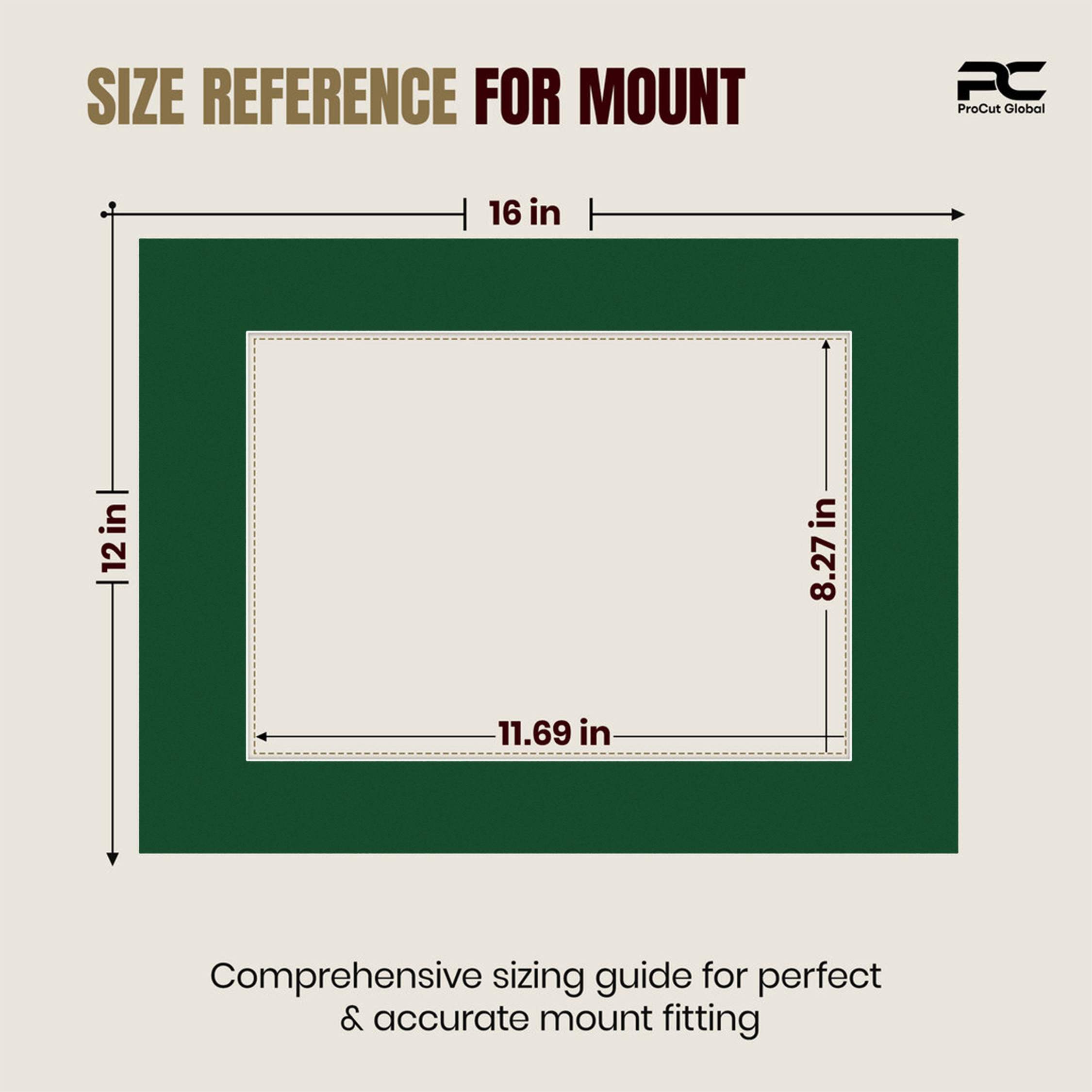 Forest Green 16x12" Picture Mount With A4 Aperture | Acid-Free Mat Board For Picture Frames thumbnail 2