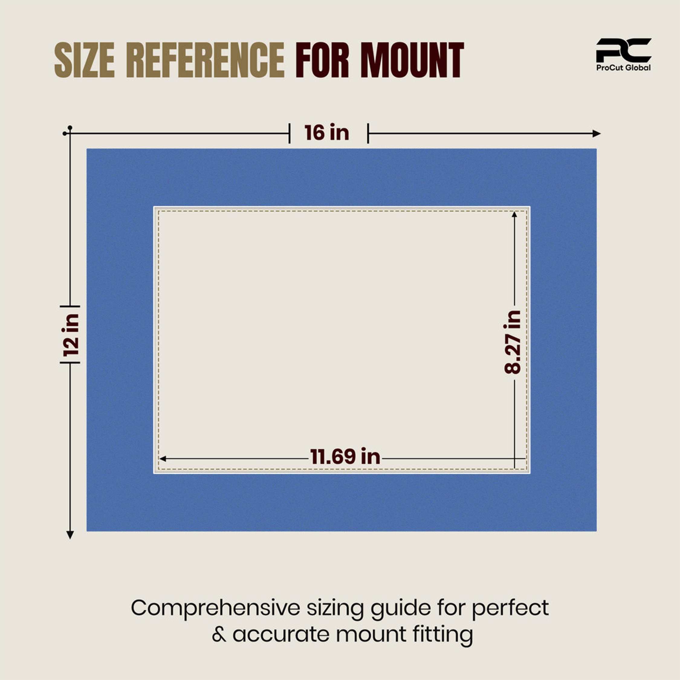 Pacific Blue 16x12" Picture Mount With A4 Aperture | Acid-Free Mat Board For Photos & Artwork thumbnail 2