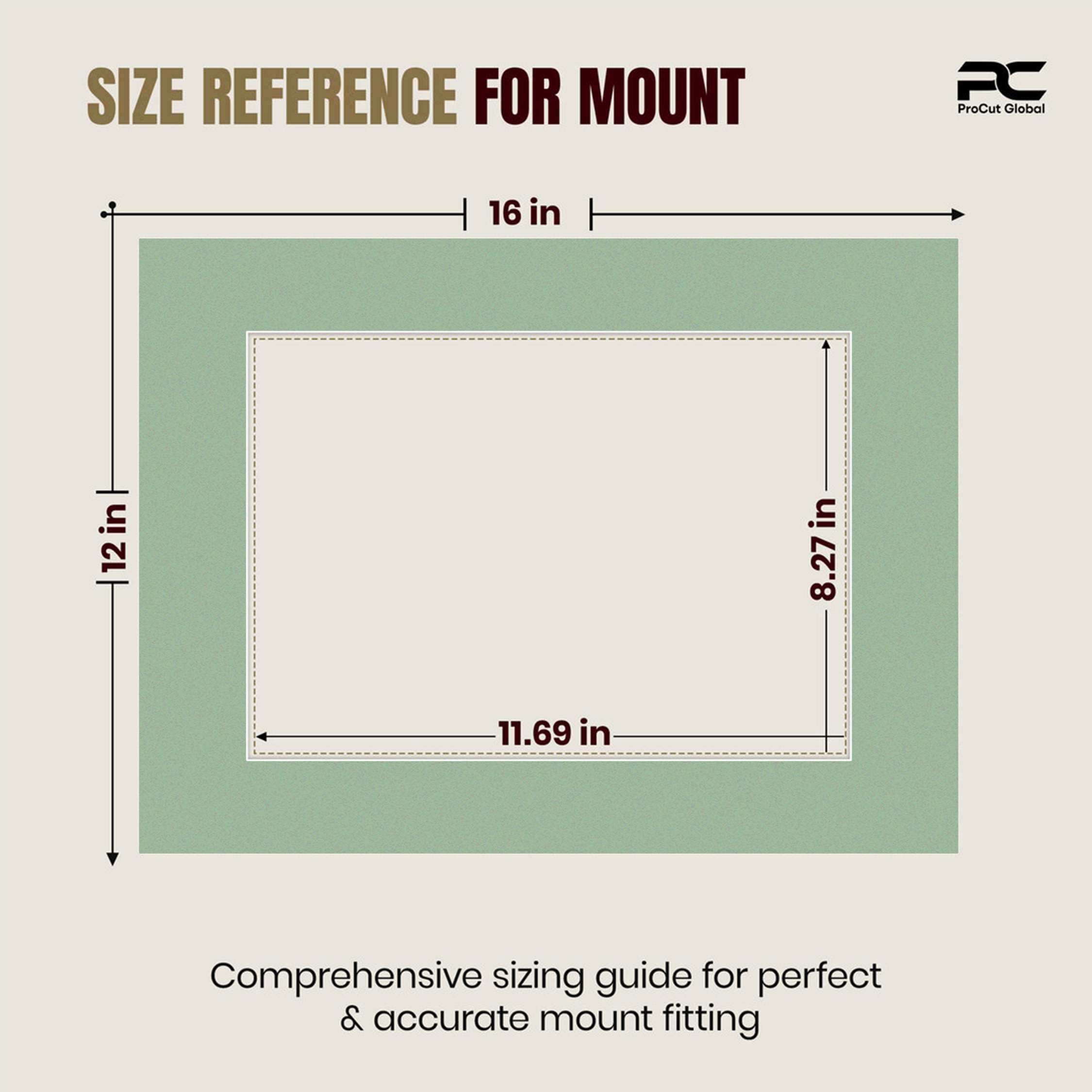 Sage Green 16x12" Picture Mount With A4 Aperture | Acid-Free Mat Board For Picture Frames thumbnail 2