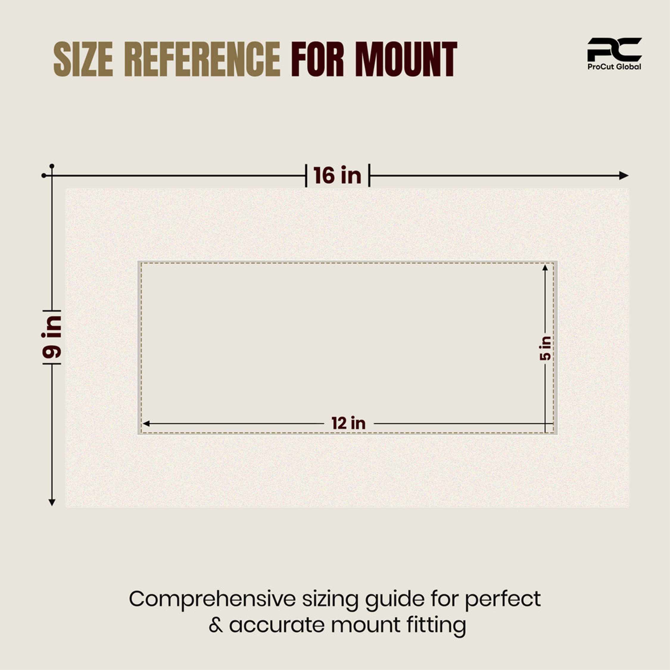 Antique White 16x9" Picture Mount With 12x5" Aperture | Acid-Free Mat Board For Photos & Artwork thumbnail 2