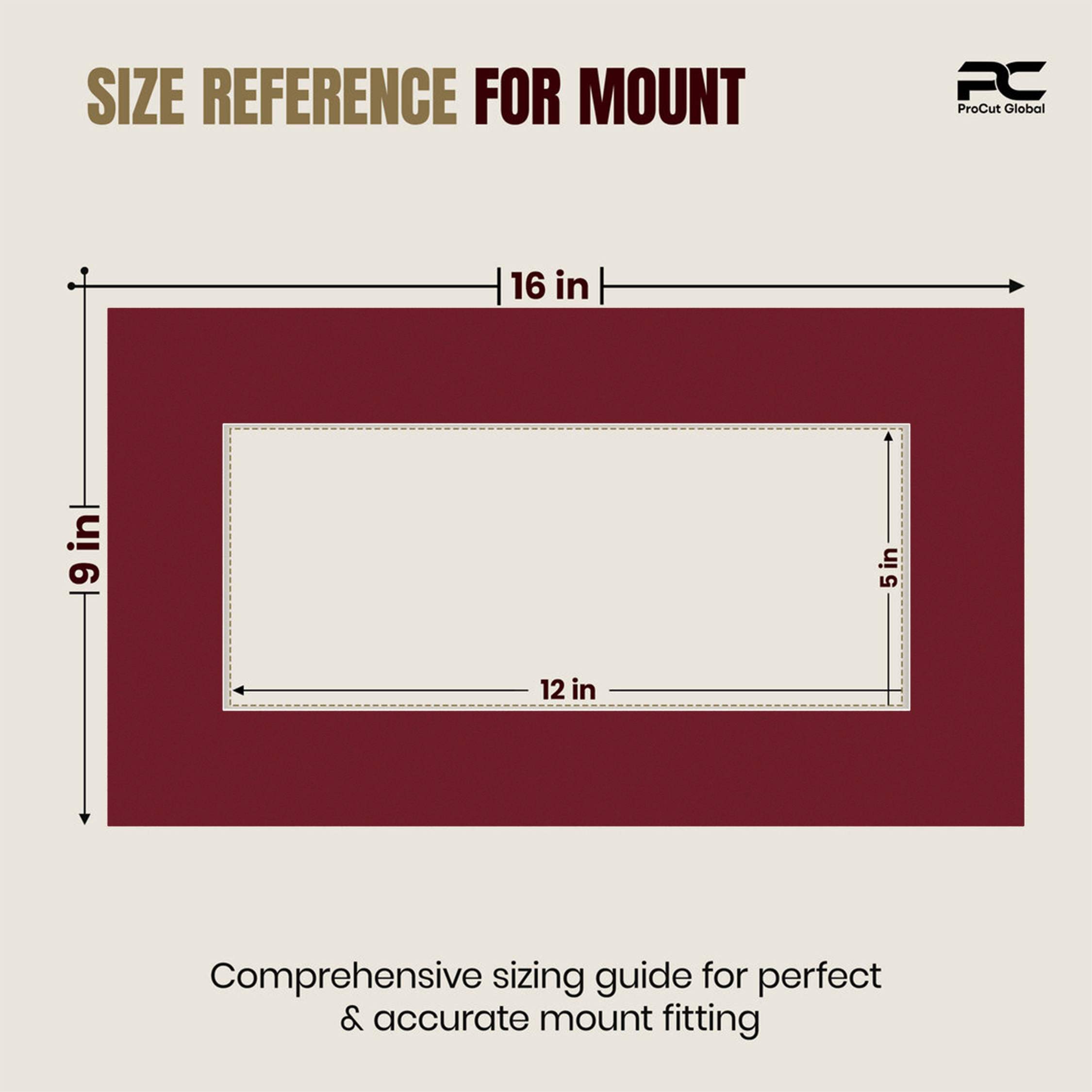 Burgundy 16x9" Picture Mount With 12x5" Aperture | Acid-Free Mat Board For Photos & Artwork thumbnail 2