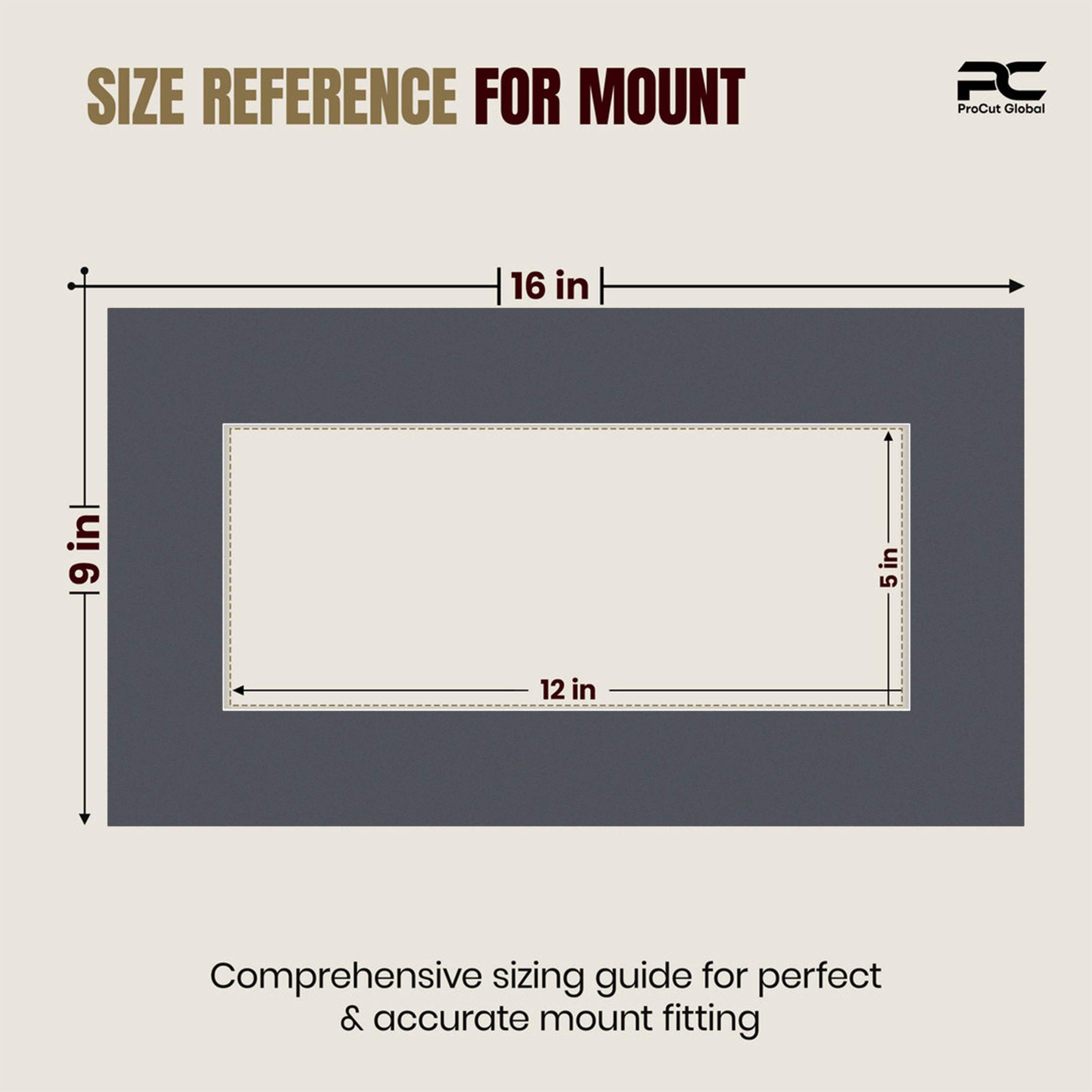 Charcoal Grey 16x9" Picture Mount With 12x5" Aperture | Acid-Free Mat Board For Photos & Artwork thumbnail 2