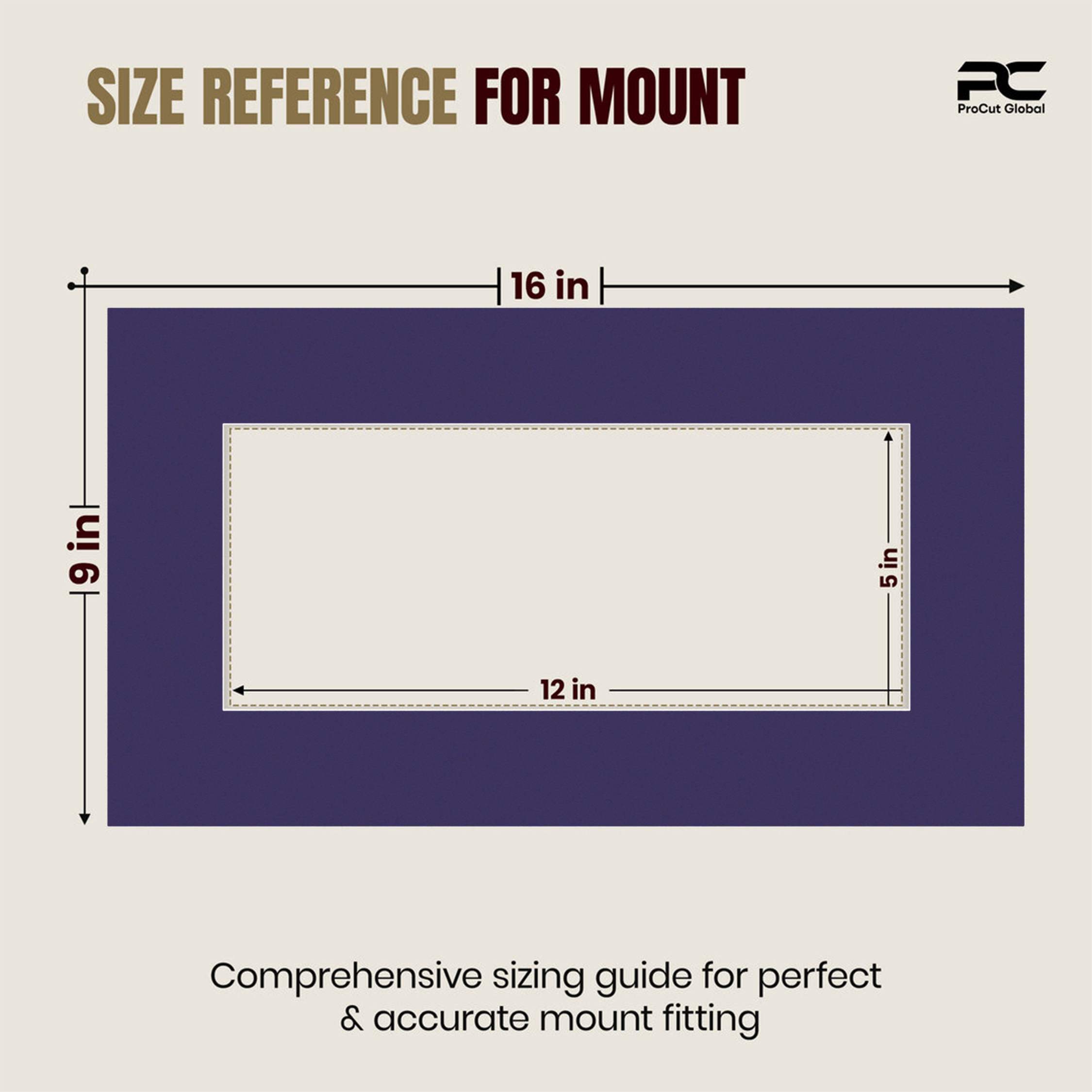Damson 16x9" Picture Mount With 12x5" Aperture | Acid-Free Picture Mount Board thumbnail 2