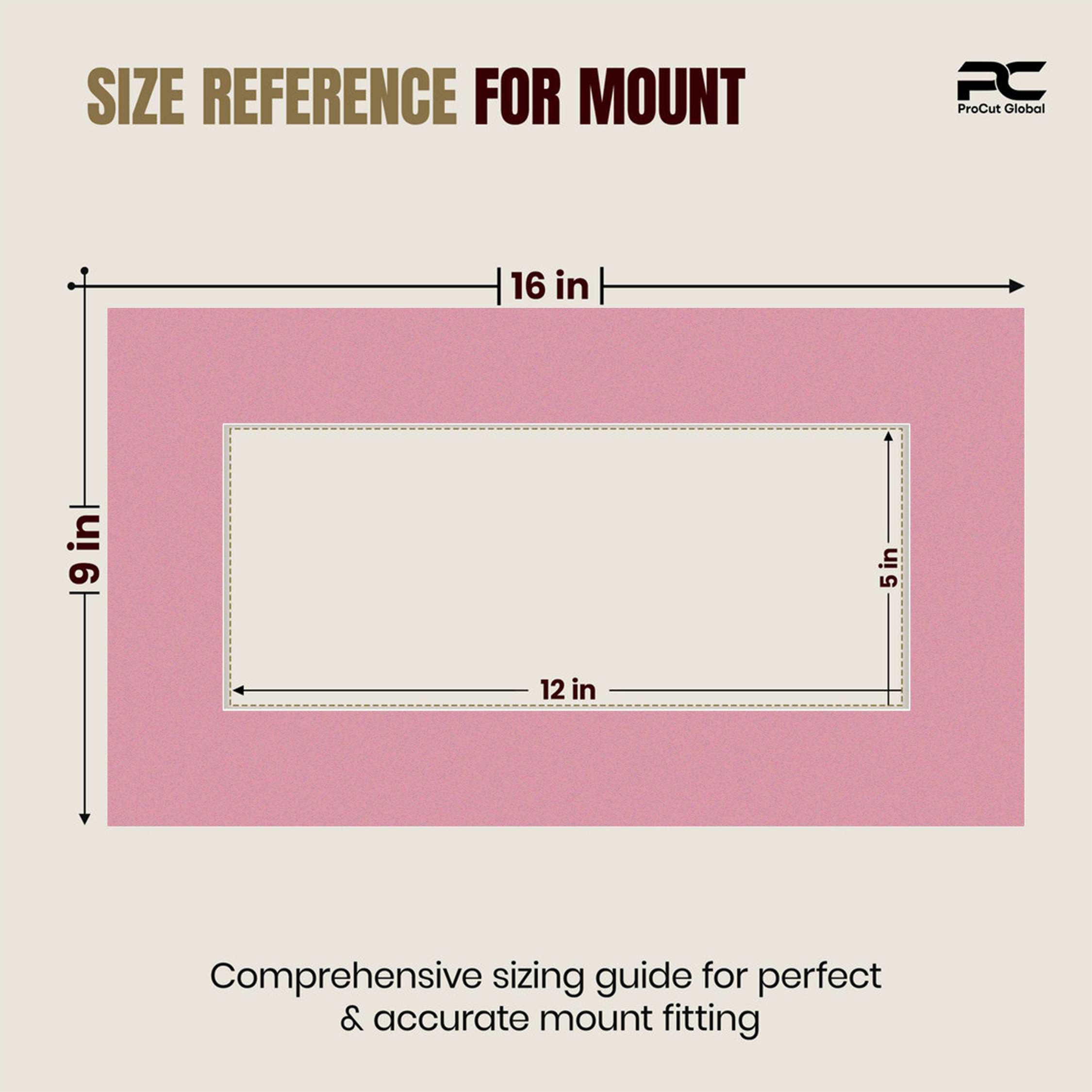 Dusty Rose 16x9" Picture Mount With 12x5" Aperture | Acid-Free Picture Mount Board thumbnail 2