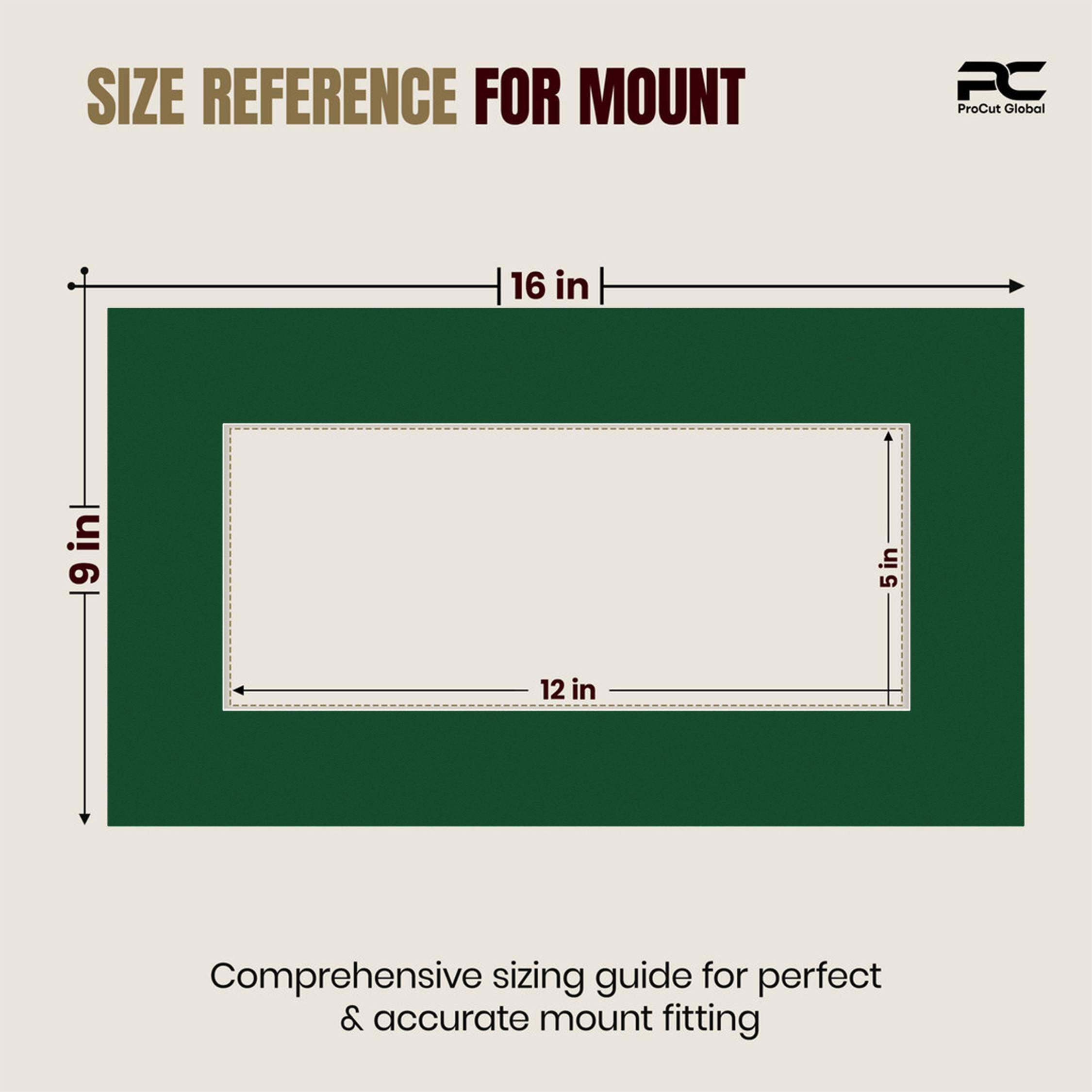 Forest Green 16x9" Picture Mount With 12x5" Aperture | Acid-Free Mat Board For Photos & Artwork thumbnail 2