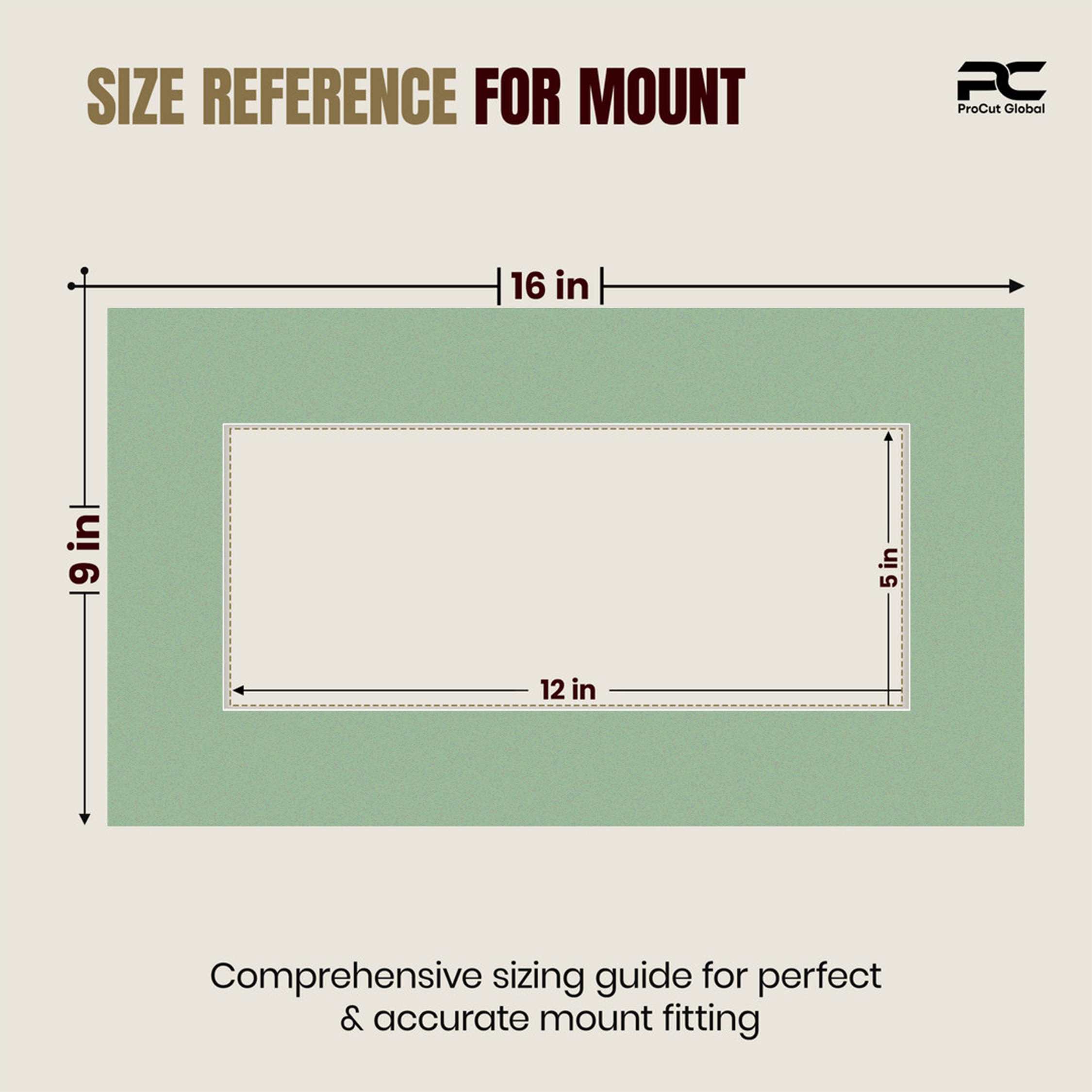 Sage Green 16x9" Picture Mount With 12x5" Aperture | Acid-Free Mat Board For Photos & Artwork thumbnail 2