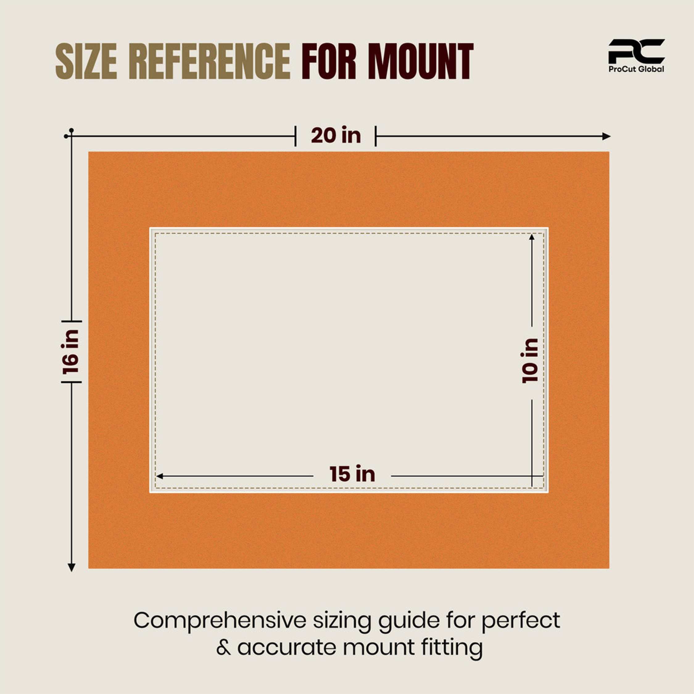 Burnt Orange 20x16" Picture Mount With 15x10" Aperture | Acid-Free Mat Board For Picture Frames thumbnail 2