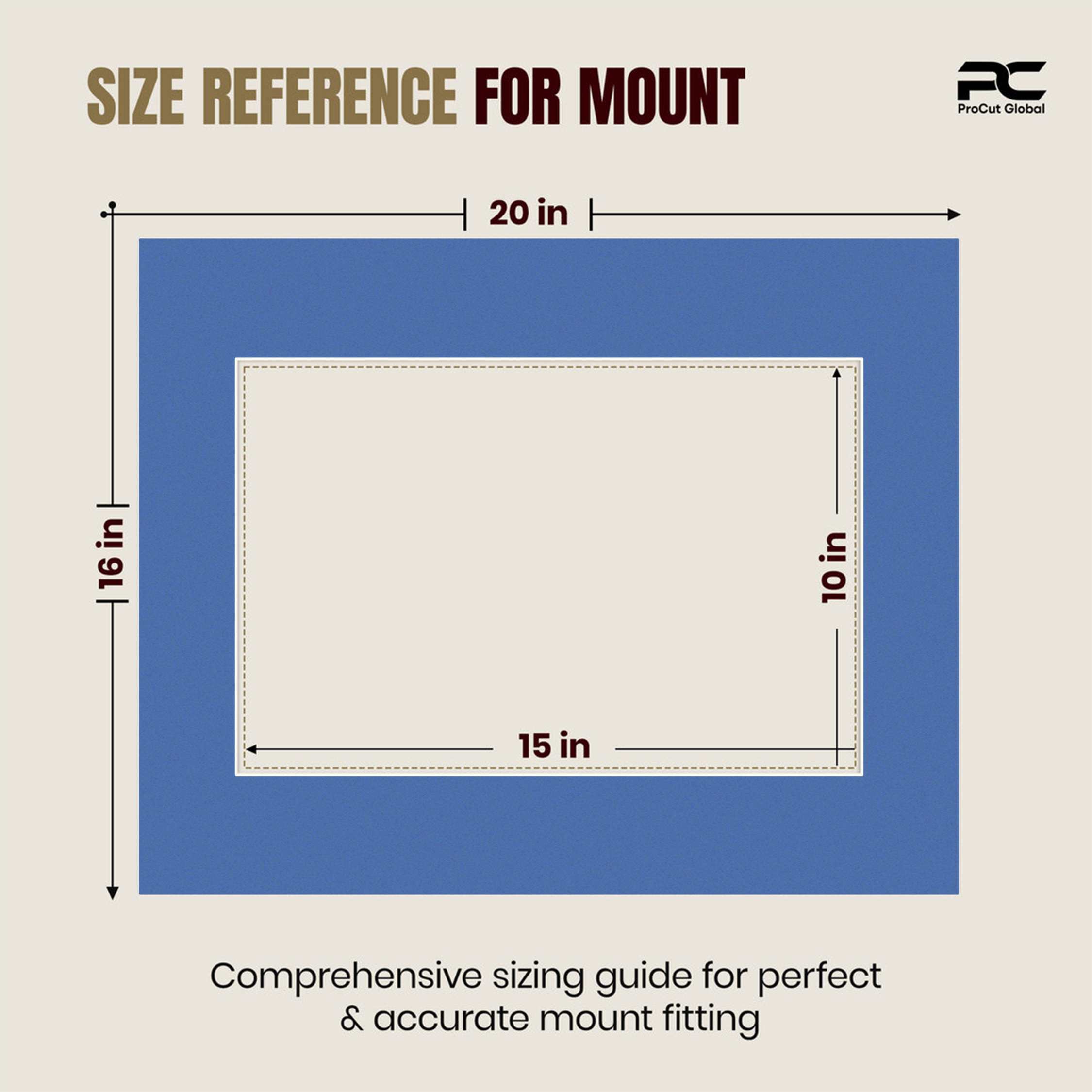 Pacific Blue 20x16" Picture Mount With 15x10" Aperture | Acid-Free Mat Board For Photos & Artwork thumbnail 2