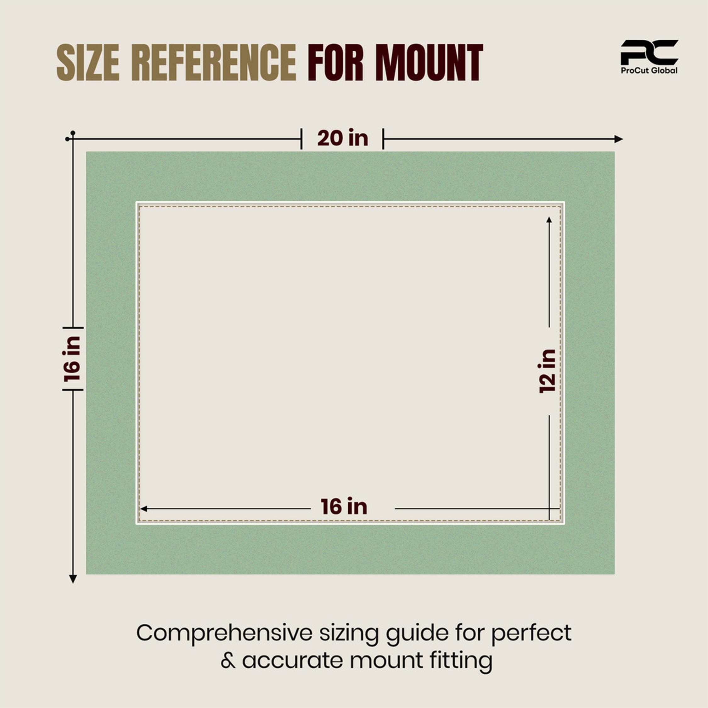 Sage Green 20x16" Picture Mount With 16x12" Aperture | Acid-Free Picture Mount Board thumbnail 2
