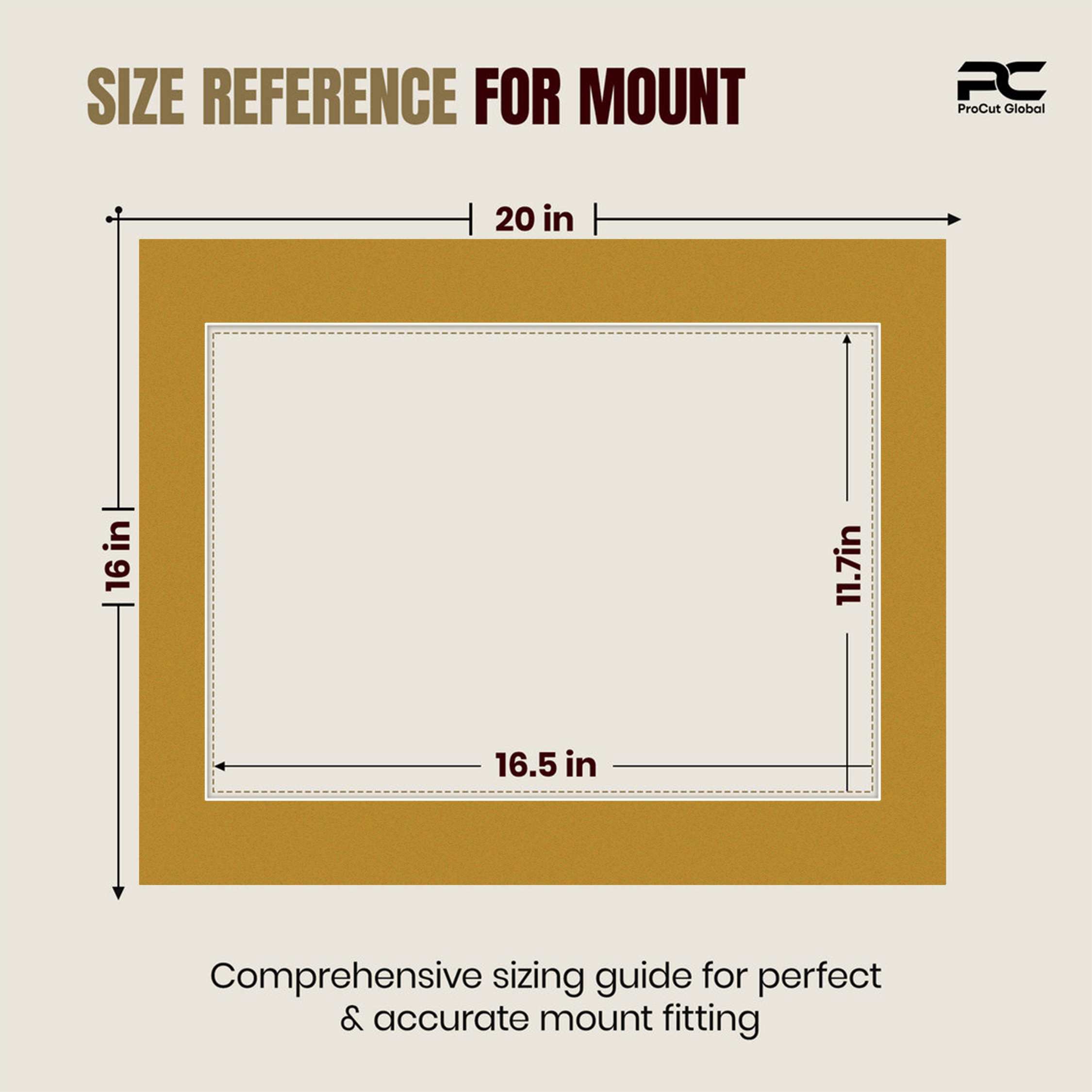 Antique Gold 20x16" Picture Mount With A3 Aperture | Acid-Free Mat Board For Picture Frames thumbnail 2