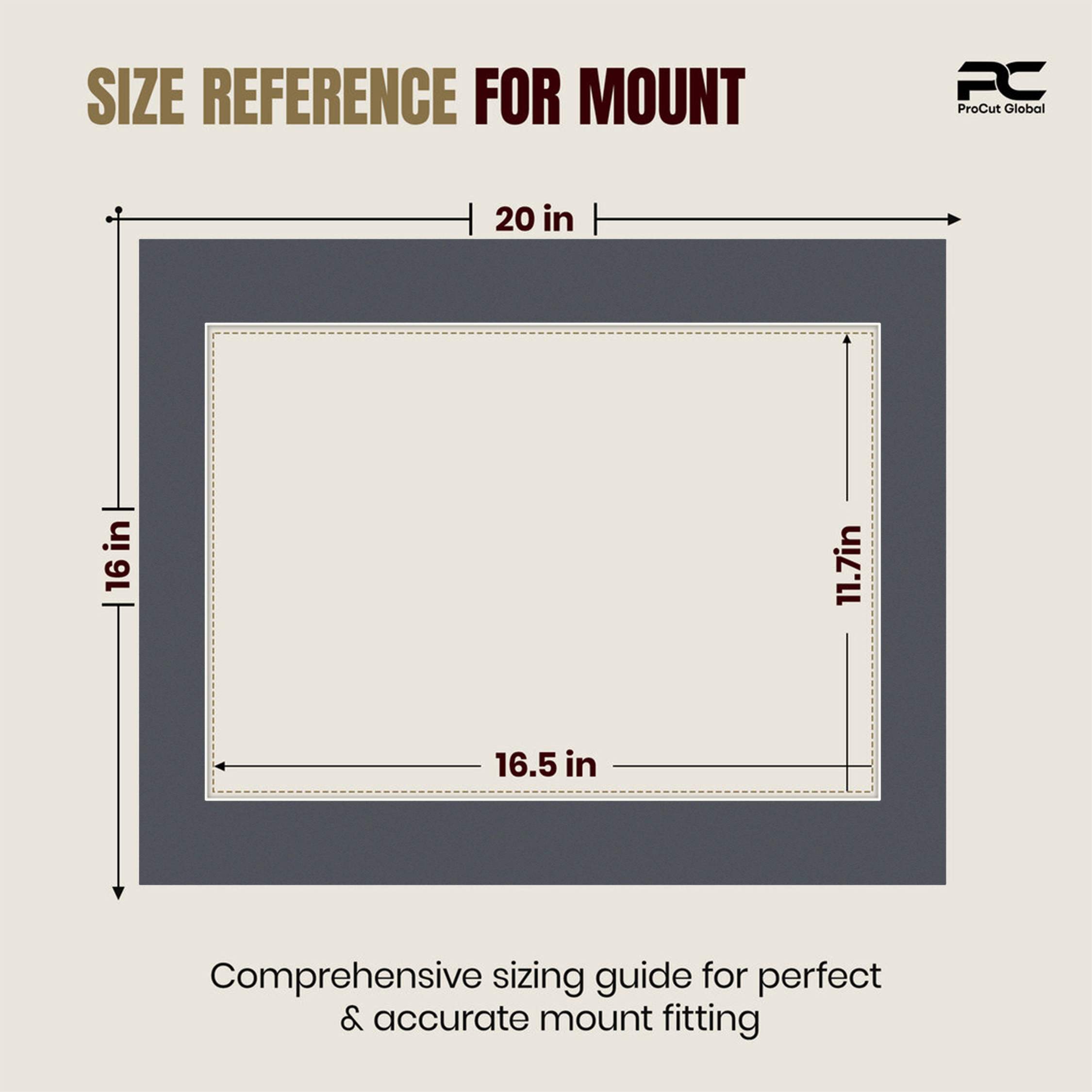 Charcoal Grey 20x16" Picture Mount With A3 Aperture | Acid-Free Mat Board For Picture Frames thumbnail 2
