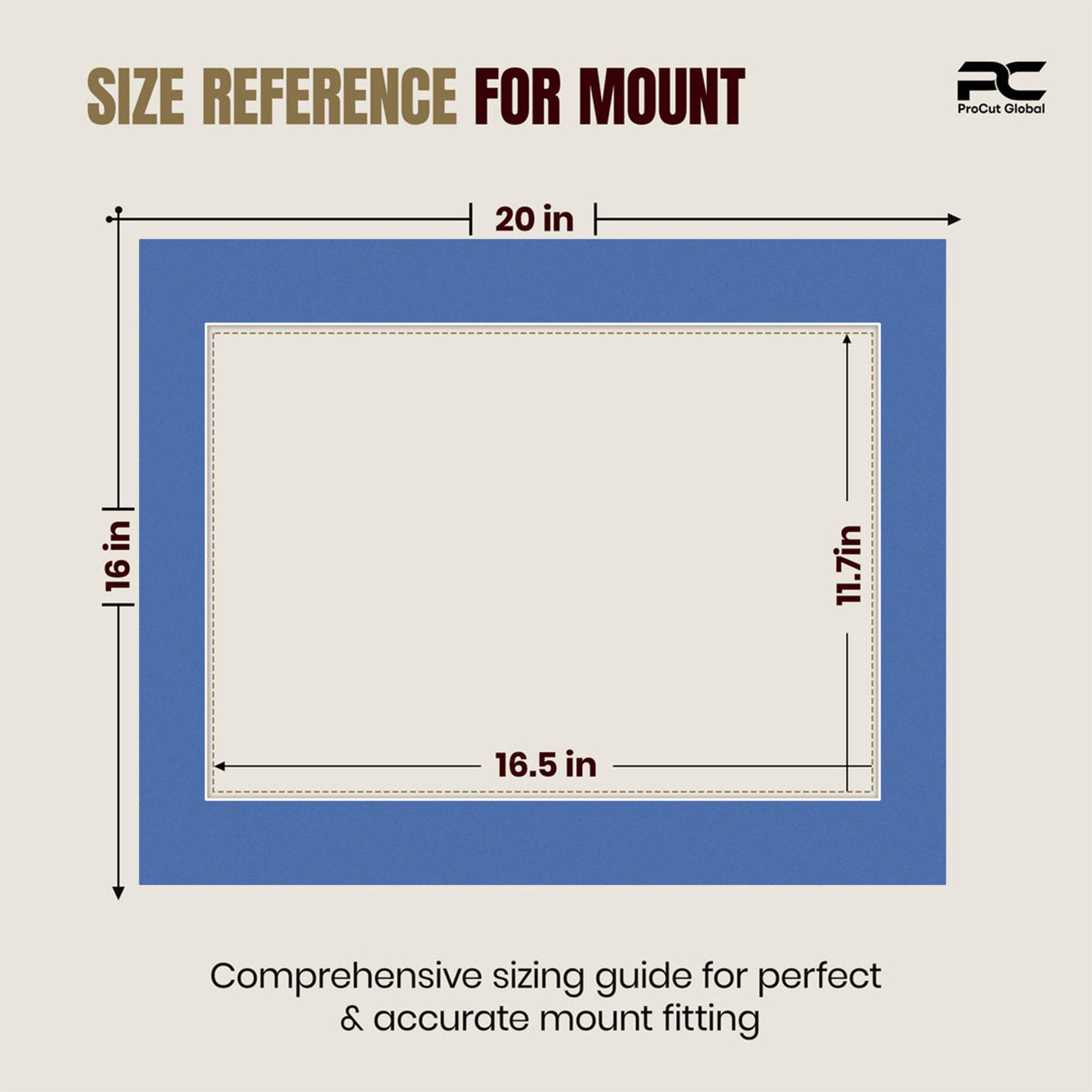 Pacific Blue 20x16" Picture Mount With A3 Aperture | Acid-Free Mat Board For Picture Frames thumbnail 2