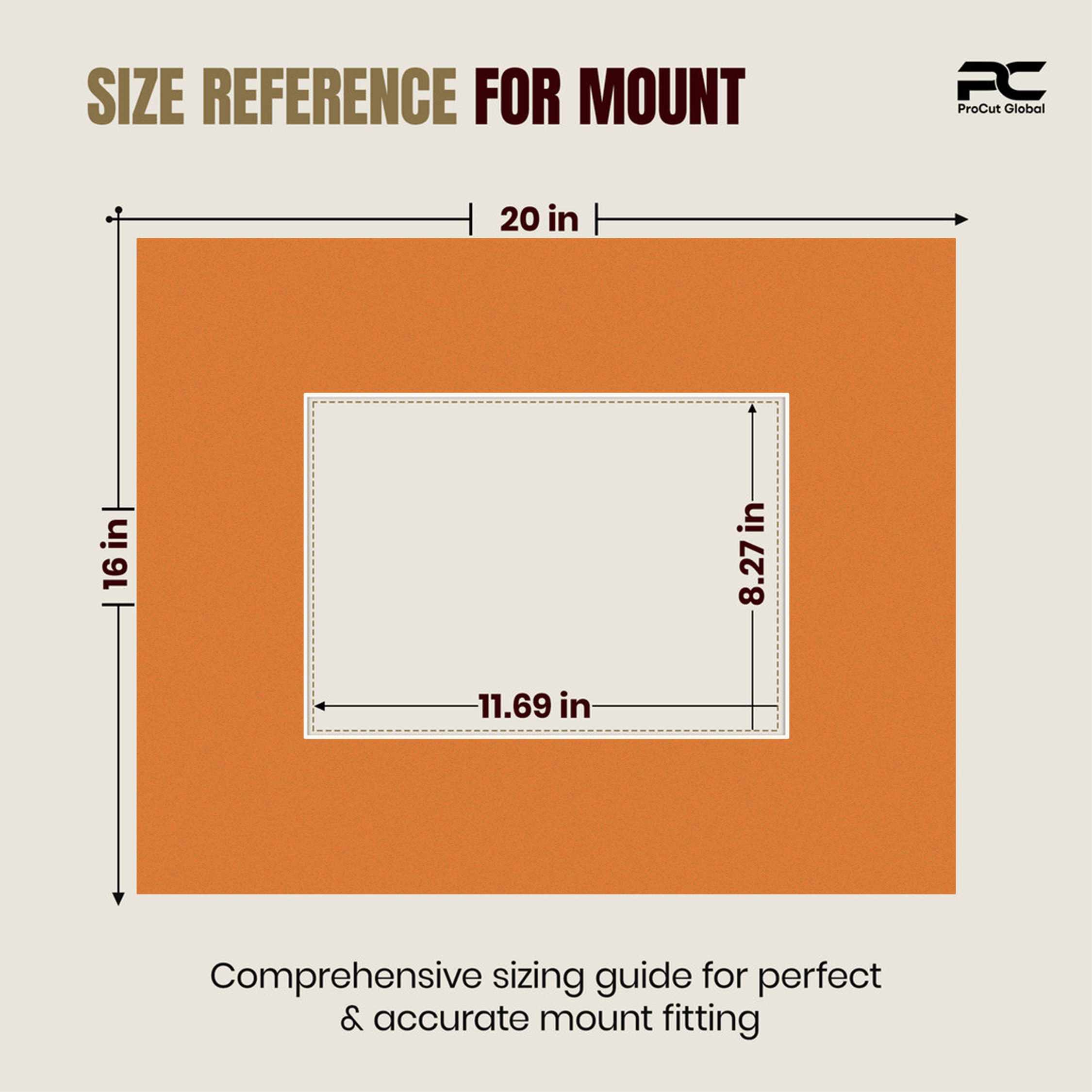 Burnt Orange 20x16" Picture Mount With A4 Aperture | Acid-Free Mat Board For Picture Frames thumbnail 2