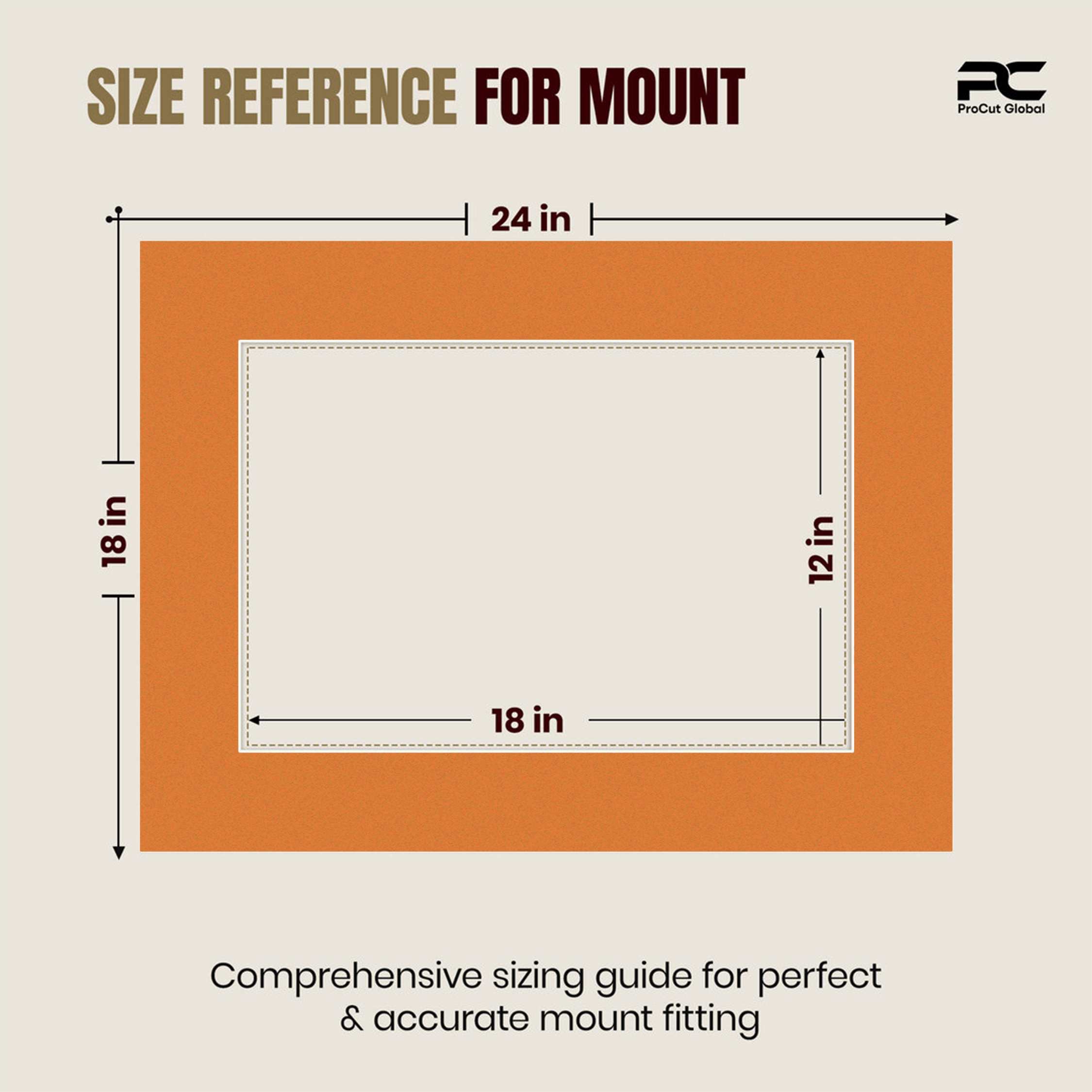 Burnt Orange 24x18" Picture Mount With 18x12" Aperture | Acid-Free Picture Mount Board thumbnail 2