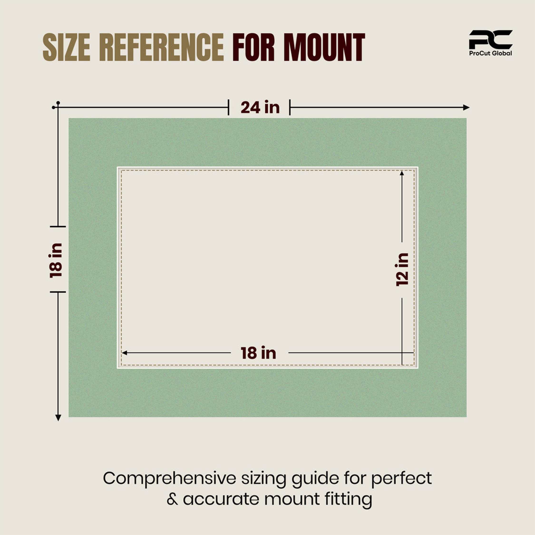 Sage Green 24x18" Picture Mount With 18x12" Aperture | Acid-Free Mat Board For Picture Frames thumbnail 2
