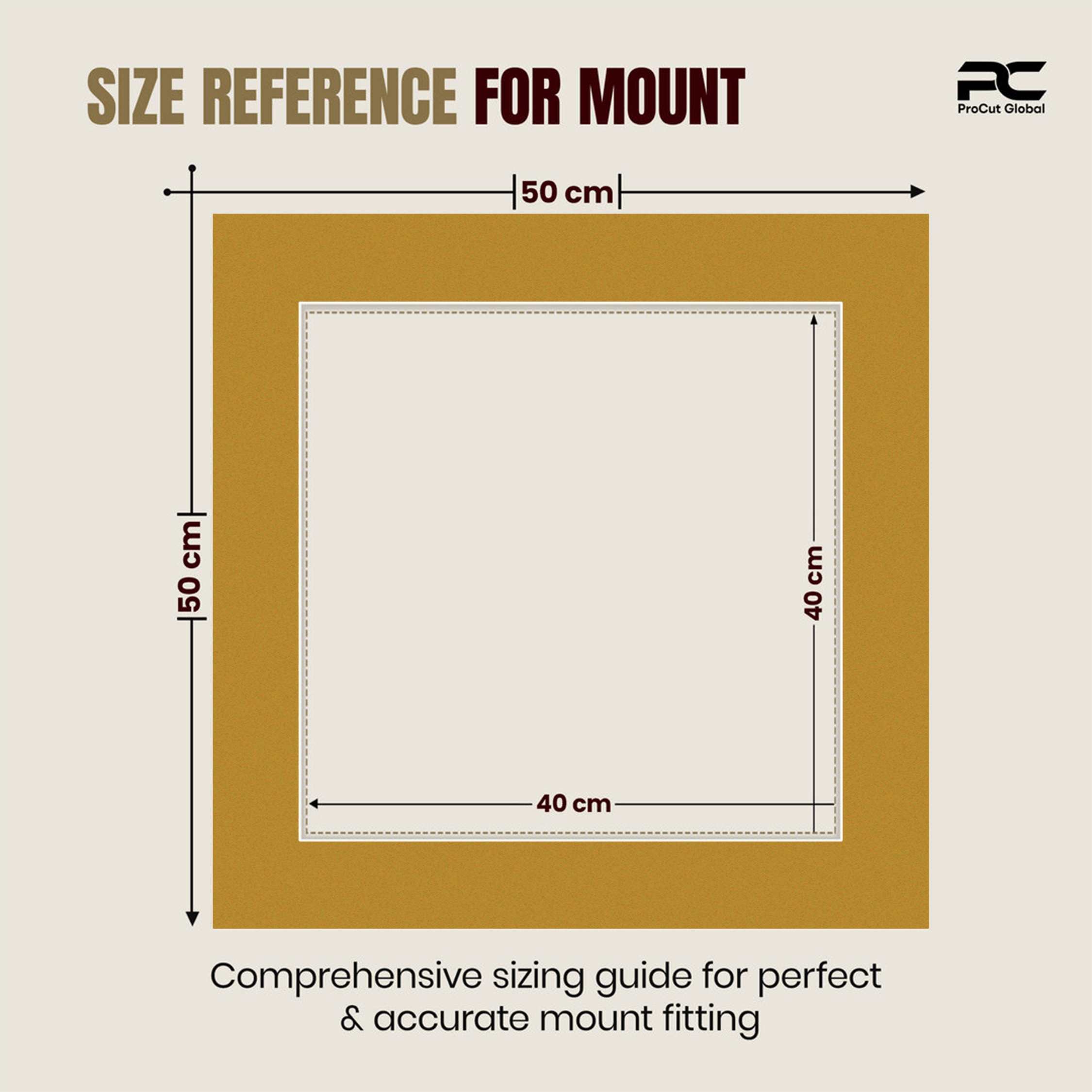 Antique Gold 50x50cm Picture Mount With 40x40cm Aperture | Acid-Free Picture Mount Board thumbnail 2