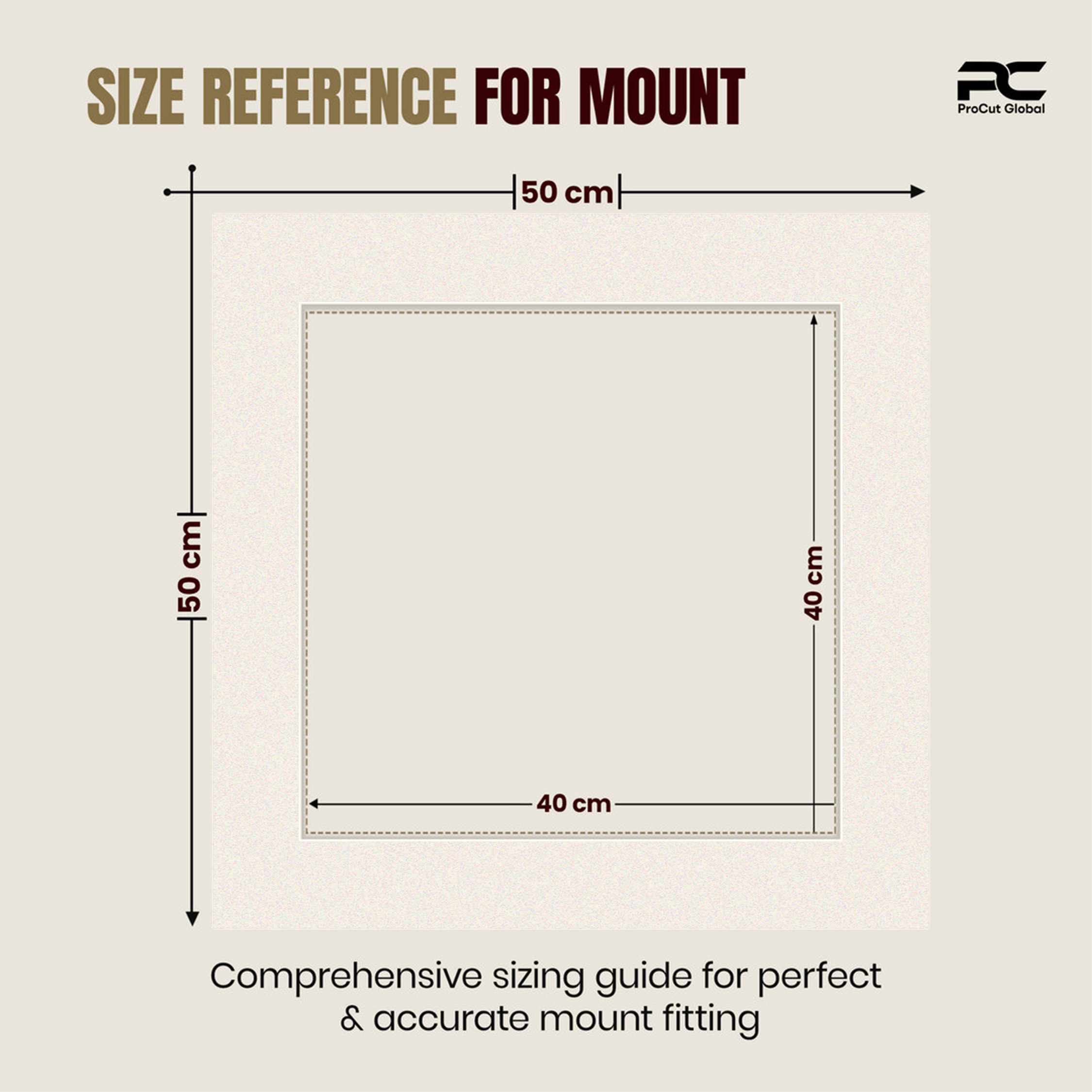 Antique White 50x50cm Picture Mount With 40x40cm Aperture | Acid-Free Picture Mount Board thumbnail 2
