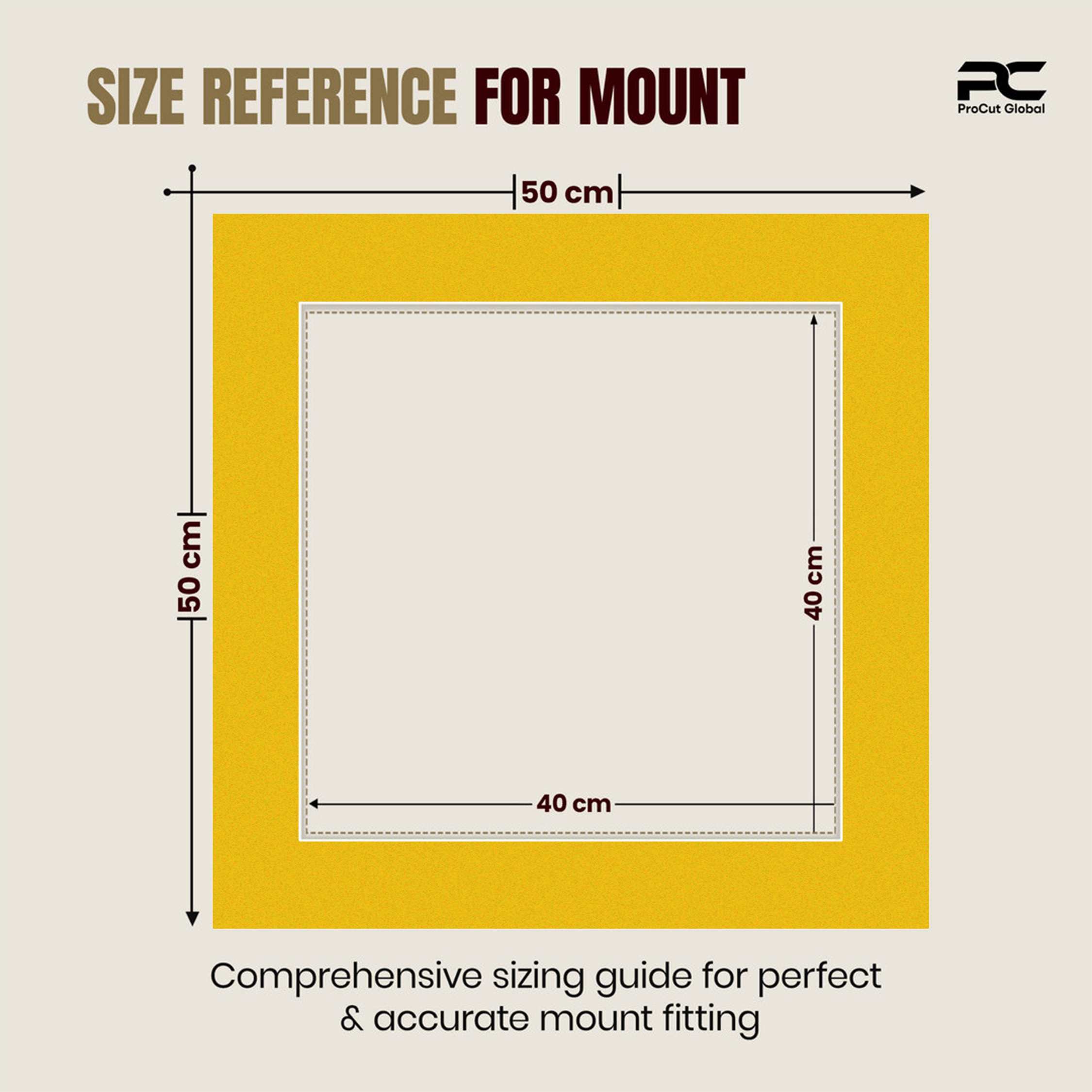 Bright Yellow 50x50cm Picture Mount With 40x40cm Aperture | Acid-Free Picture Mount Board thumbnail 2