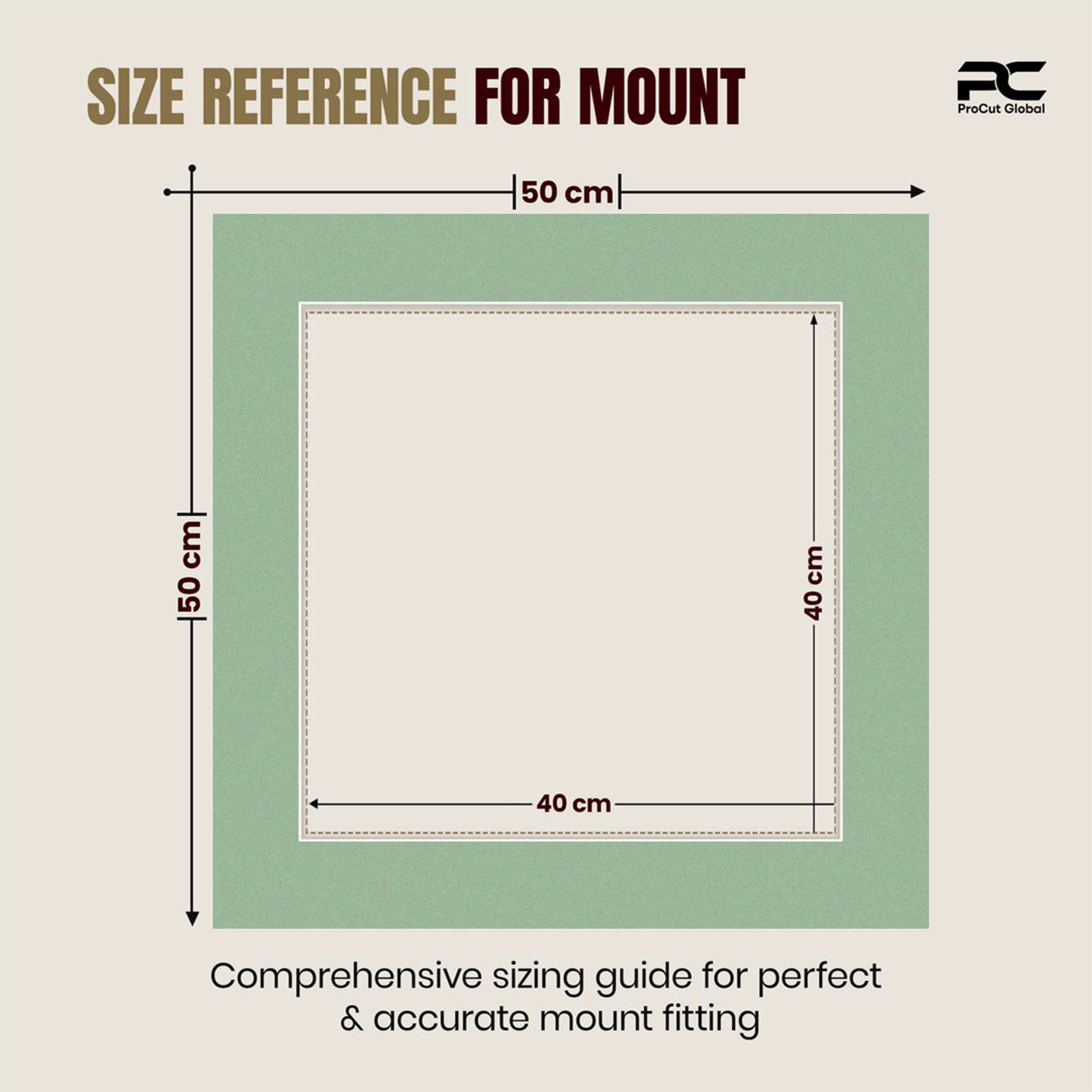 Sage Green 50x50cm Picture Mount With 40x40cm Aperture | Acid-Free Mat Board For Photos & Artwork thumbnail 2