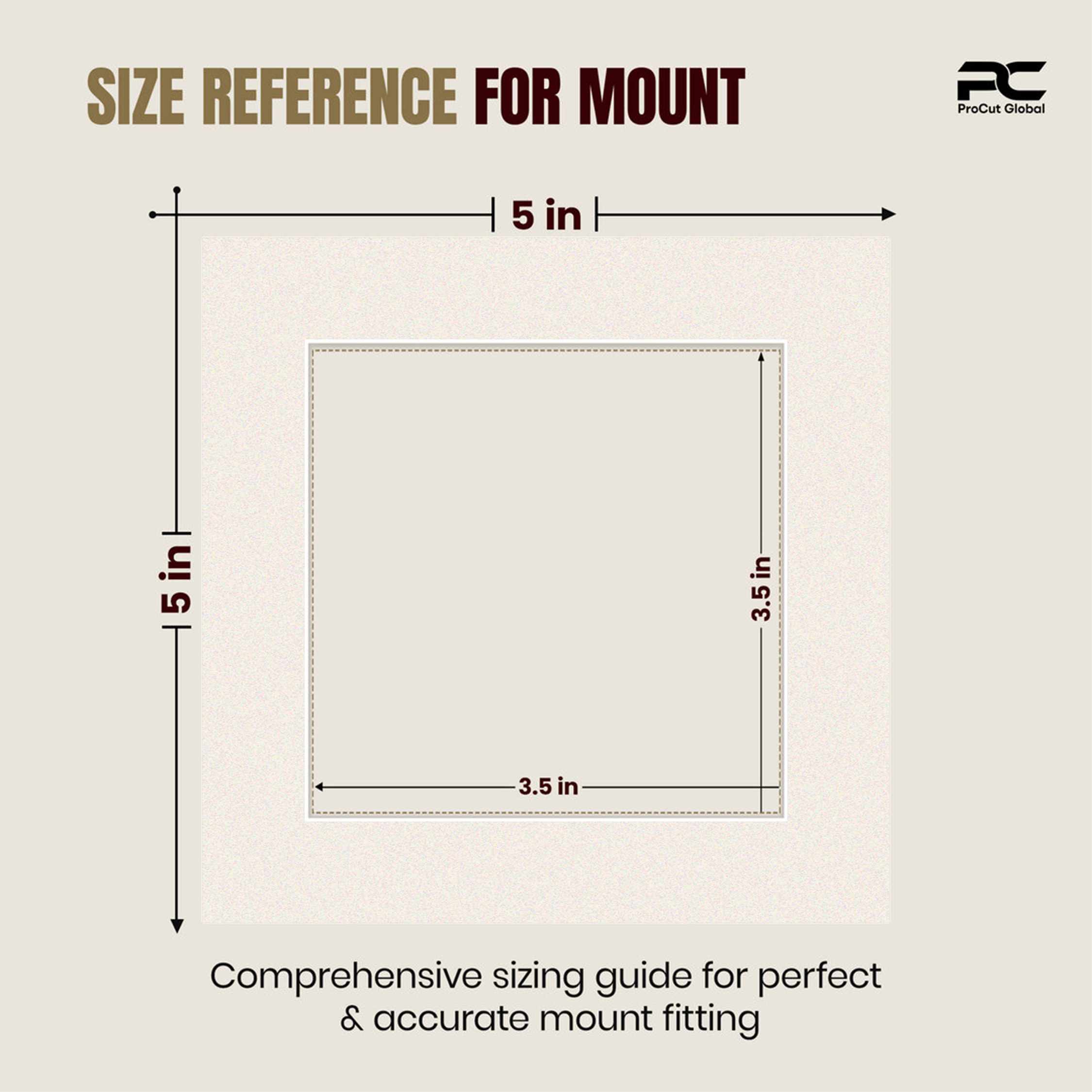 Antique White 5x5" Picture Mount With 3.5x3.5" Aperture | Acid-Free Mat Board For Picture Frames thumbnail 2