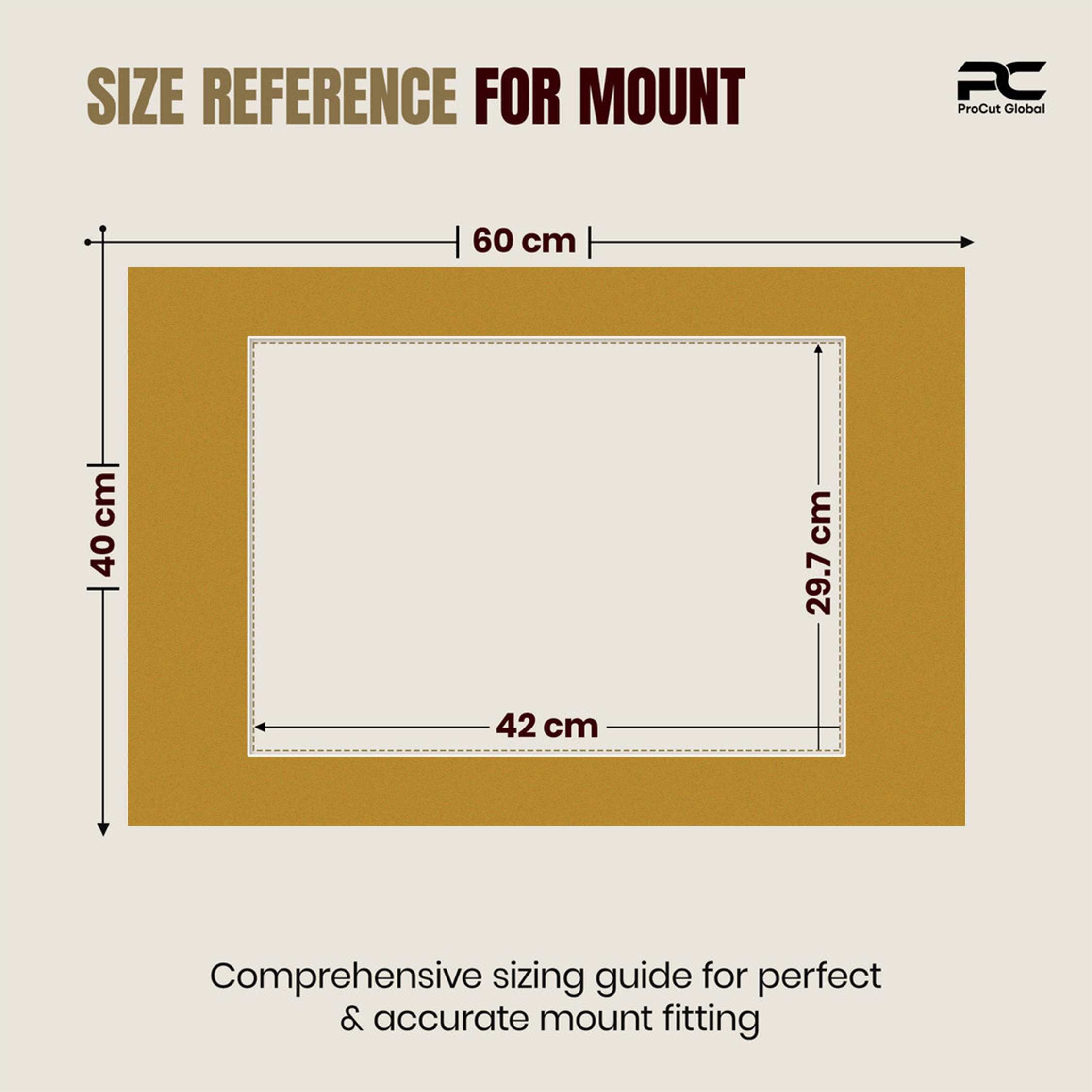 Antique Gold 60x40cm Picture Mount With A3 Aperture | Acid-Free Picture Mount Board thumbnail 2