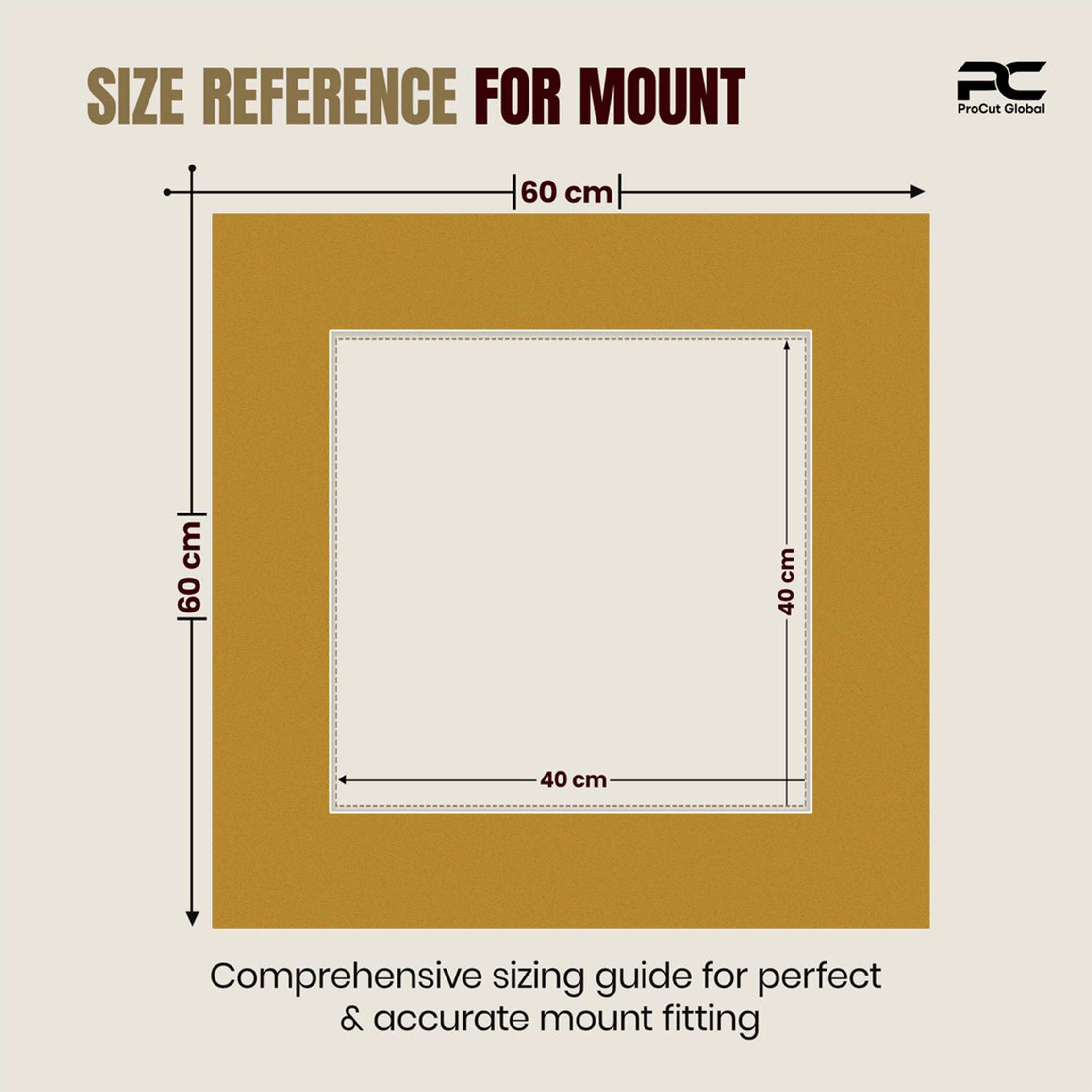 Antique Gold 60x60cm Picture Mount With 40x40cm Aperture | Acid-Free Picture Mount Board thumbnail 2