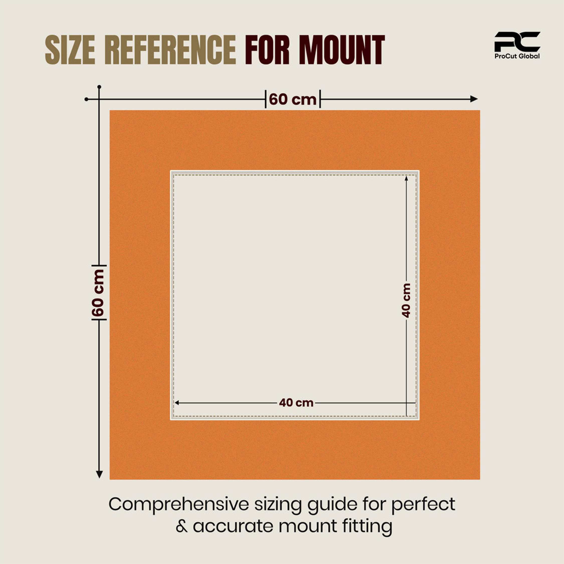 Burnt Orange 60x60cm Picture Mount With 40x40cm Aperture | Acid-Free Mat Board For Picture Frames thumbnail 2