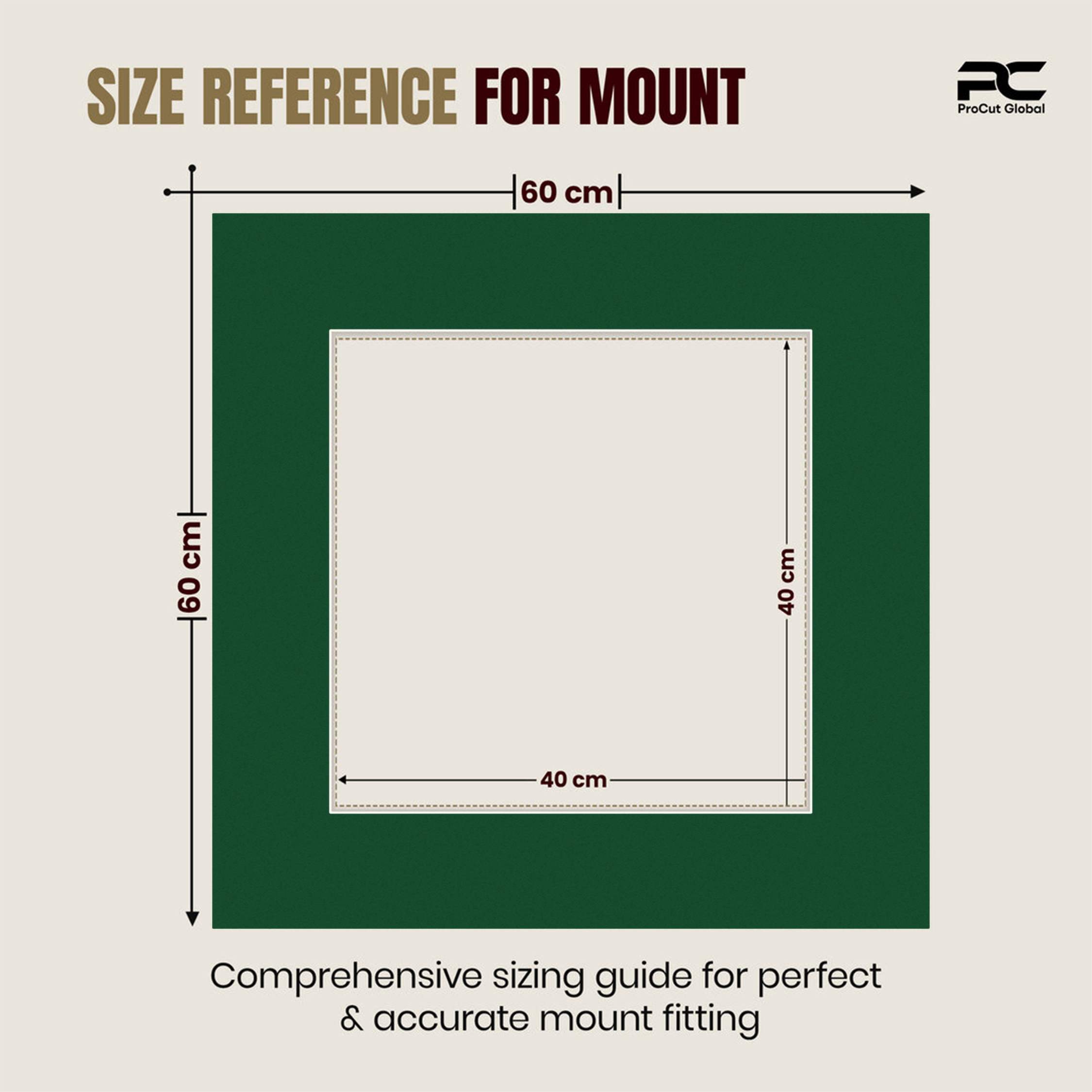 Forest Green 60x60cm Picture Mount With 40x40cm Aperture | Acid-Free Mat Board For Picture Frames thumbnail 2