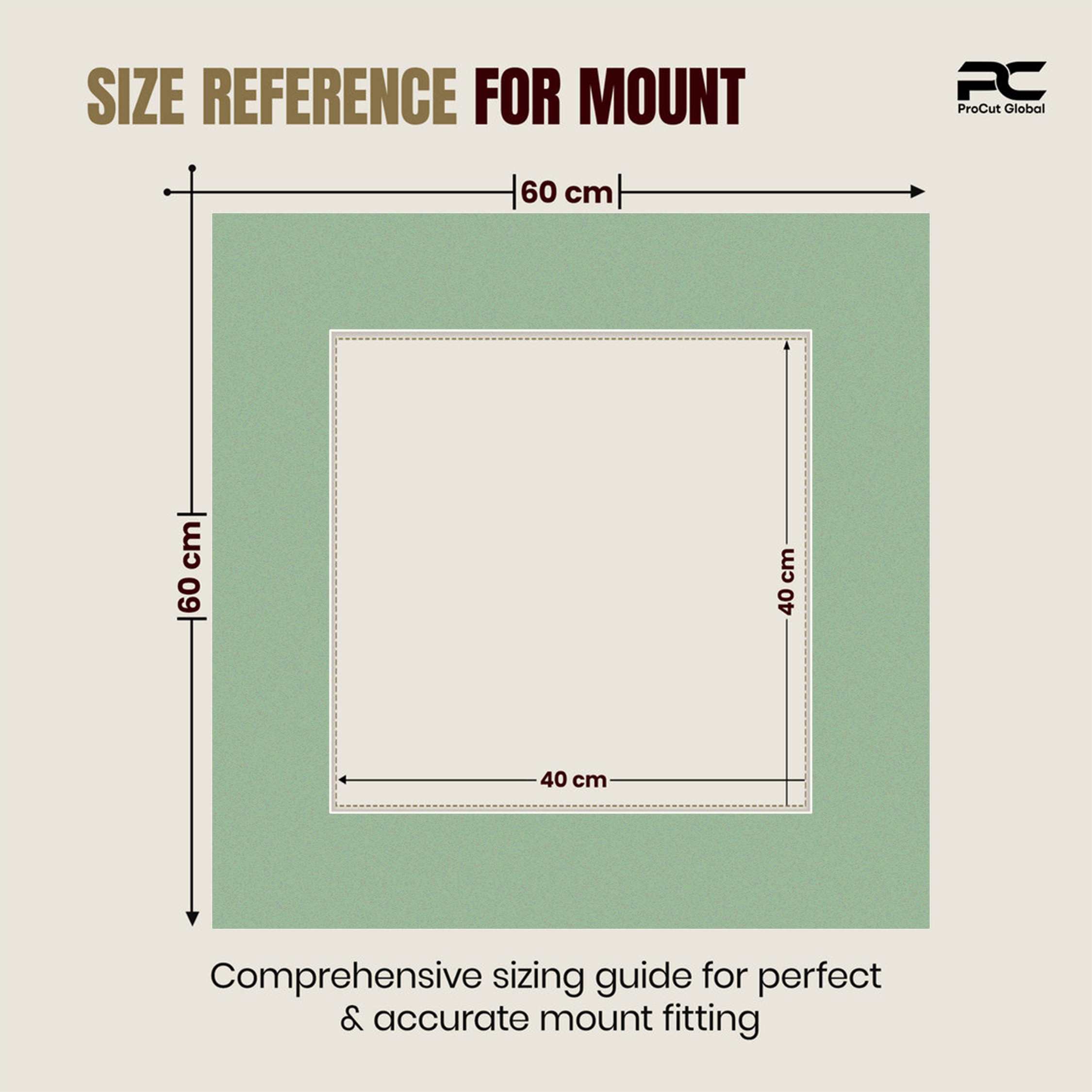 Sage Green 60x60cm Picture Mount With 40x40cm Aperture | Acid-Free Mat Board For Picture Frames thumbnail 2