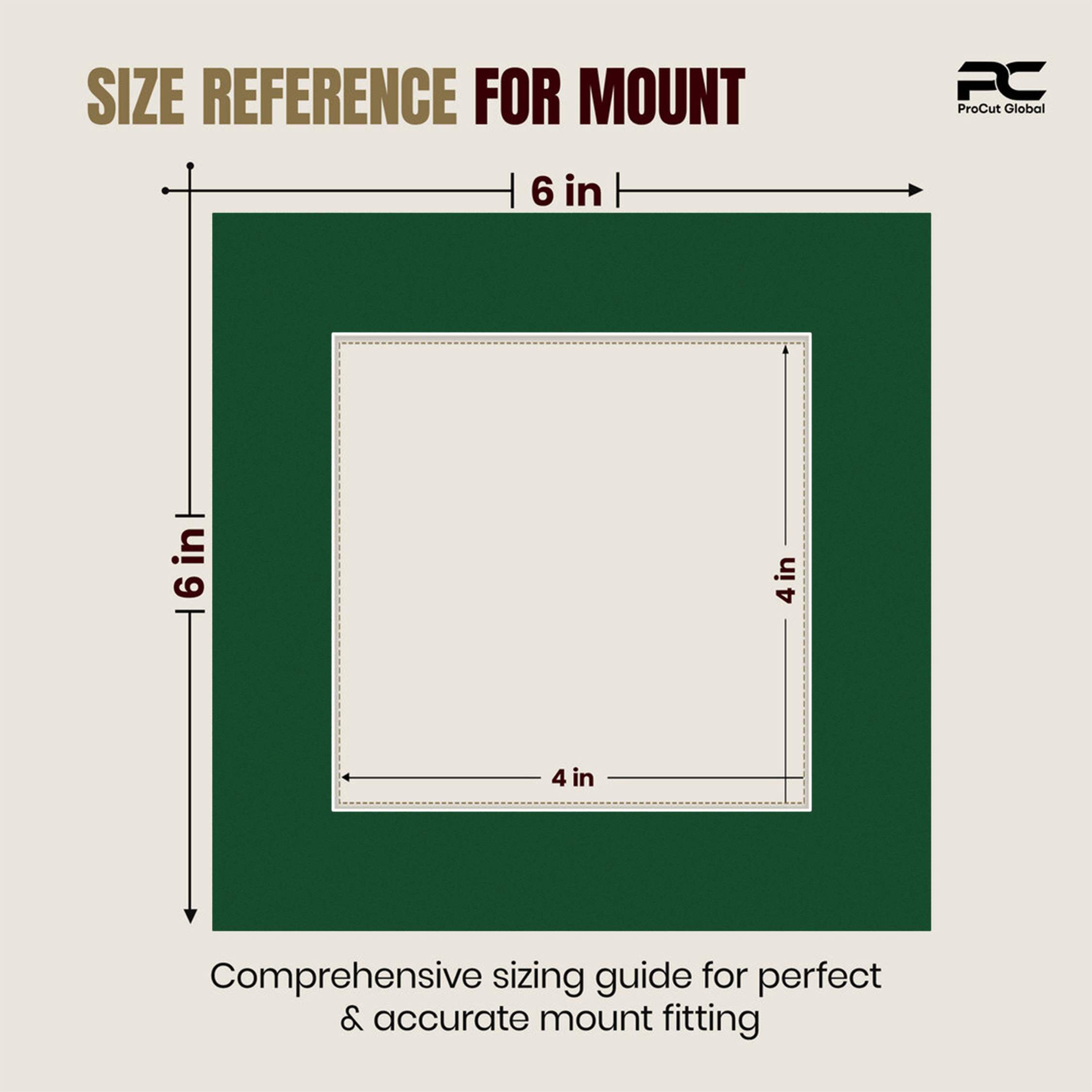 Forest Green 6x6" Picture Mount With 4x4" Aperture | Acid-Free Mat Board For Picture Frames thumbnail 2