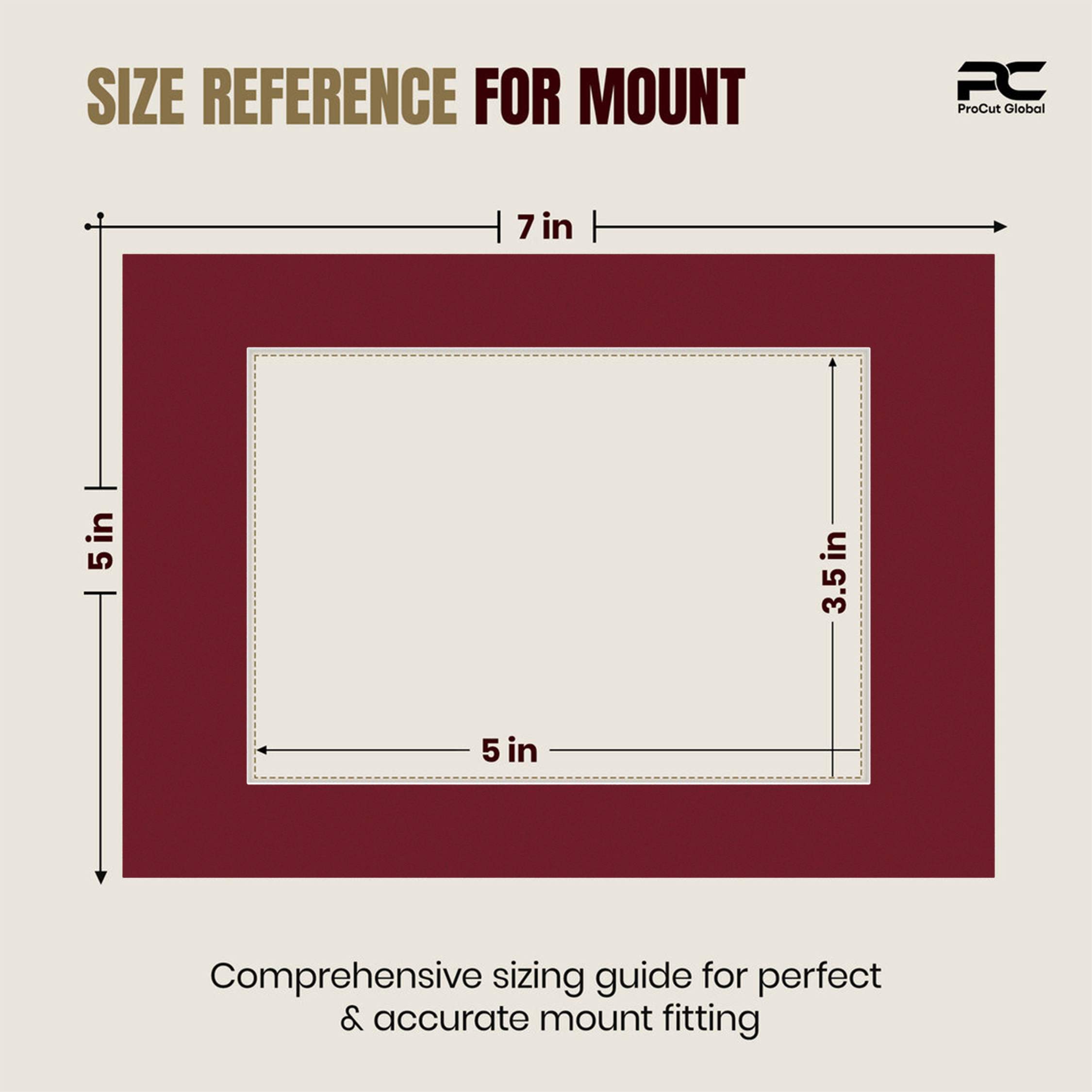 Burgundy 7x5" Picture Mount With 5x3.5" Aperture | Acid-Free Mat Board For Picture Frames thumbnail 2