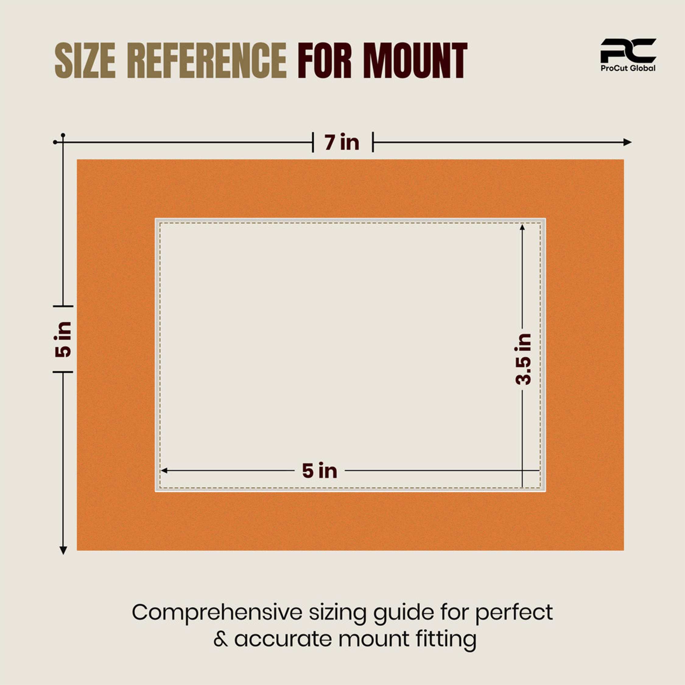 Burnt Orange 7x5" Picture Mount With 5x3.5" Aperture | Acid-Free Picture Mount Board thumbnail 2