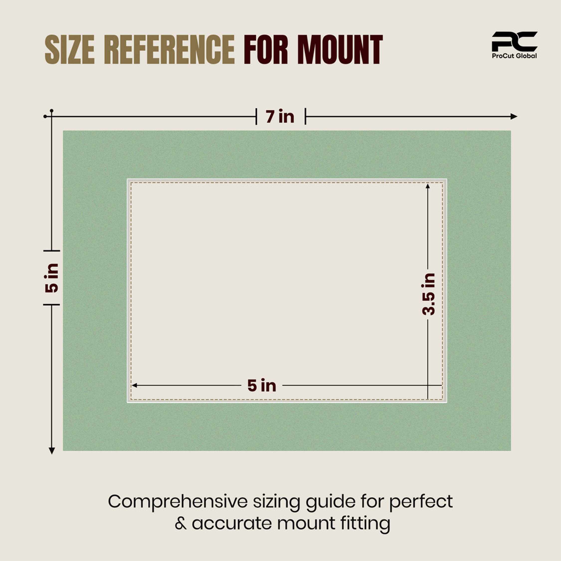 Sage Green 7x5" Picture Mount With 5x3.5" Aperture | Acid-Free Mat Board For Photos & Artwork thumbnail 2