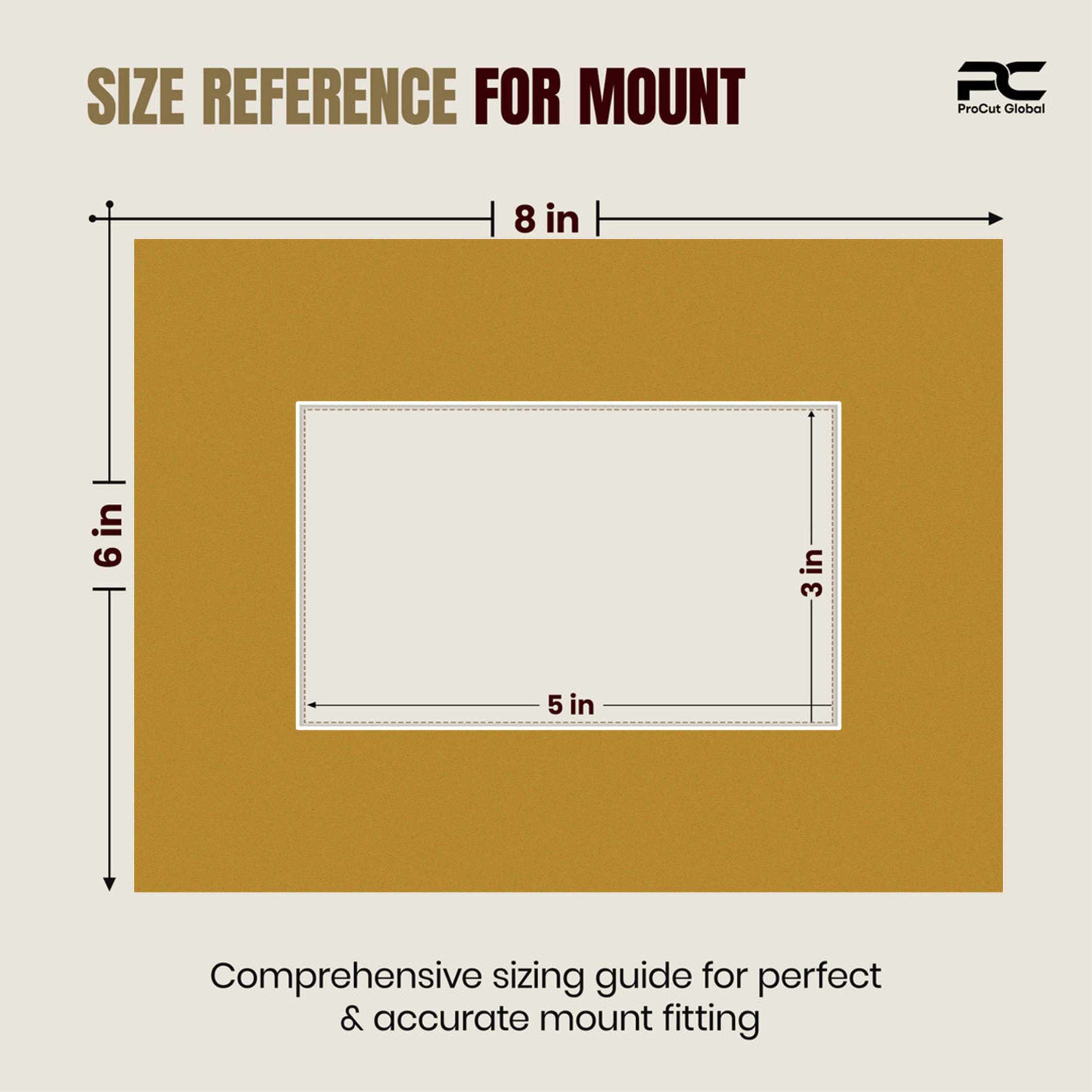 Antique Gold 8x6" Picture Mount With 5x3" Aperture | Acid-Free Picture Mount Board thumbnail 2