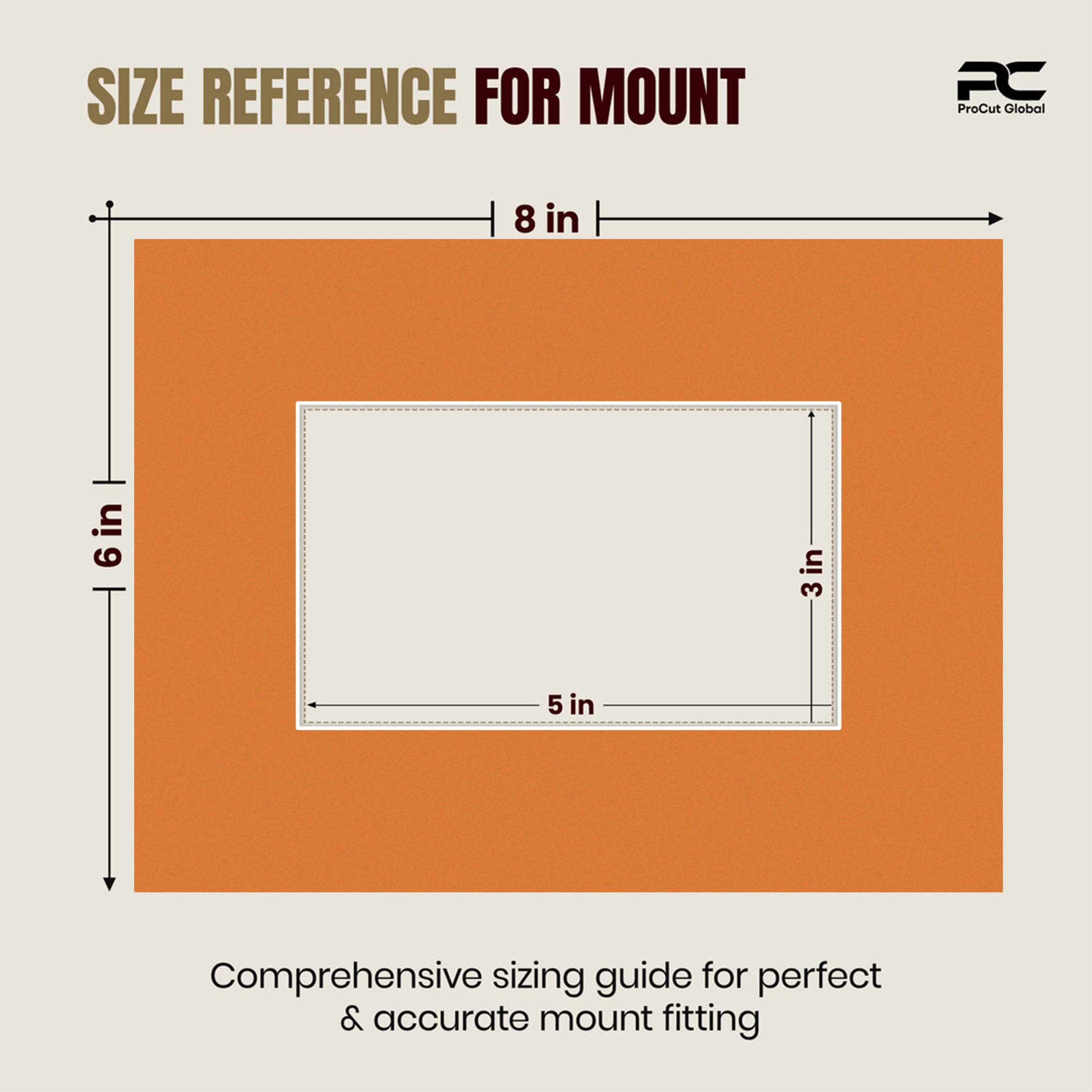 Burnt Orange 8x6" Picture Mount With 5x3" Aperture | Acid-Free Picture Mount Board thumbnail 2